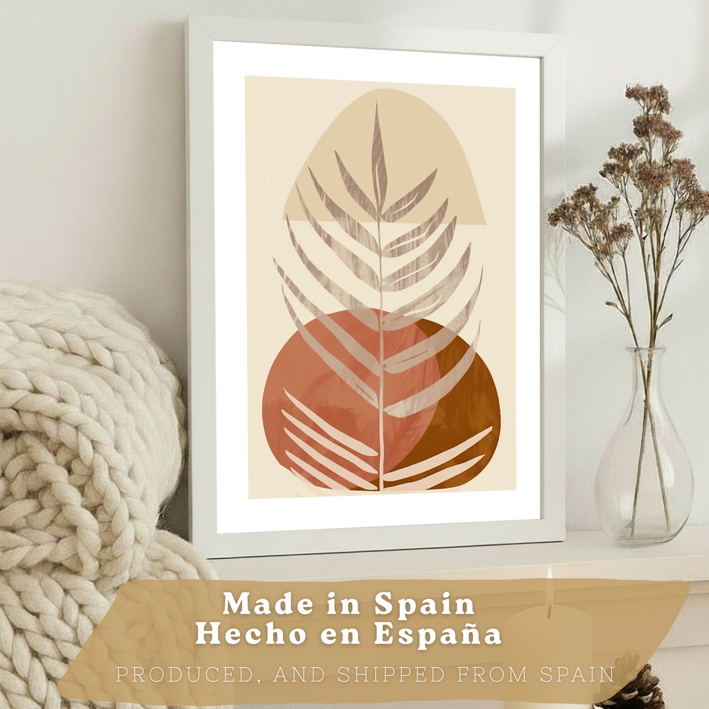 Nacnic Set De 3 Laminas Pared Abstractas Para Cuadros Salon Modernos.Poster Tonos Marrones Florales. Cuadros Naturaleza. Laminas Decorativas Pared Para Dormitorio