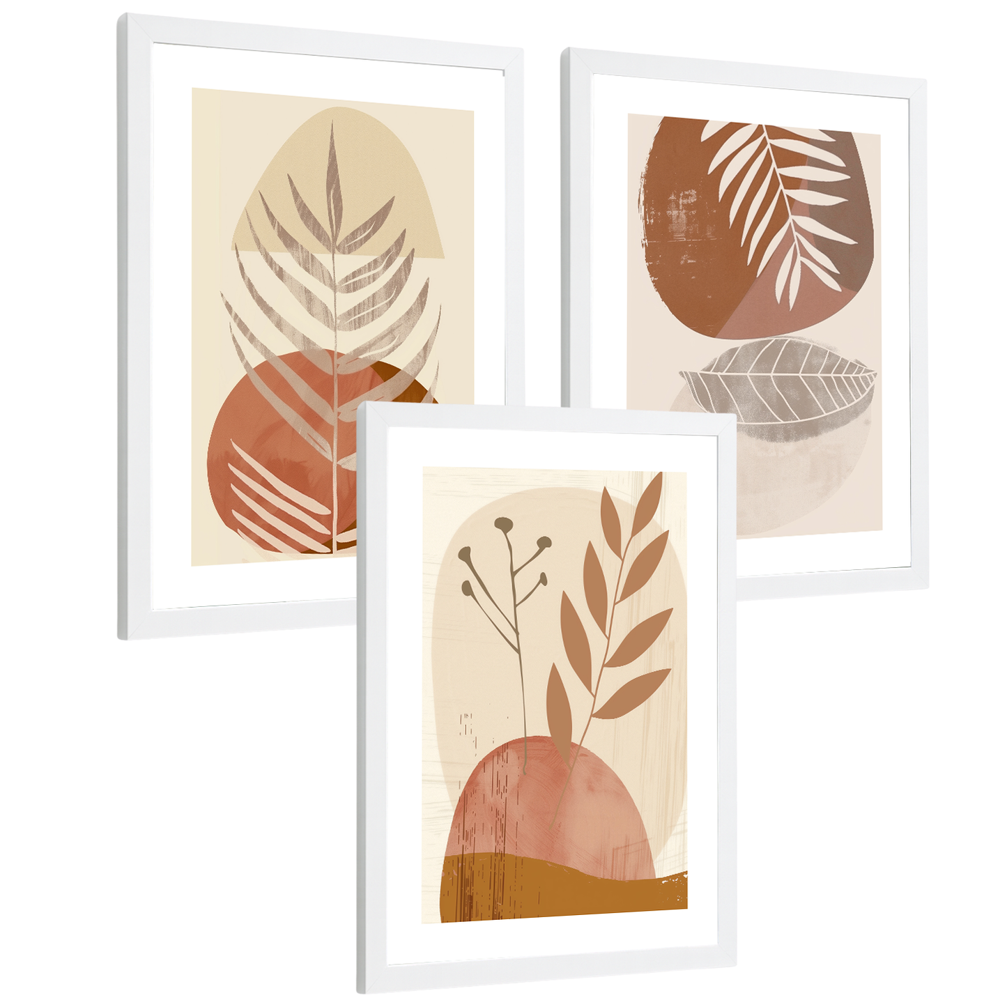 Nacnic Set De 3 Laminas Pared Abstractas Para Cuadros Salon Modernos.Poster Tonos Marrones Florales. Cuadros Naturaleza. Laminas Decorativas Pared Para Dormitorio