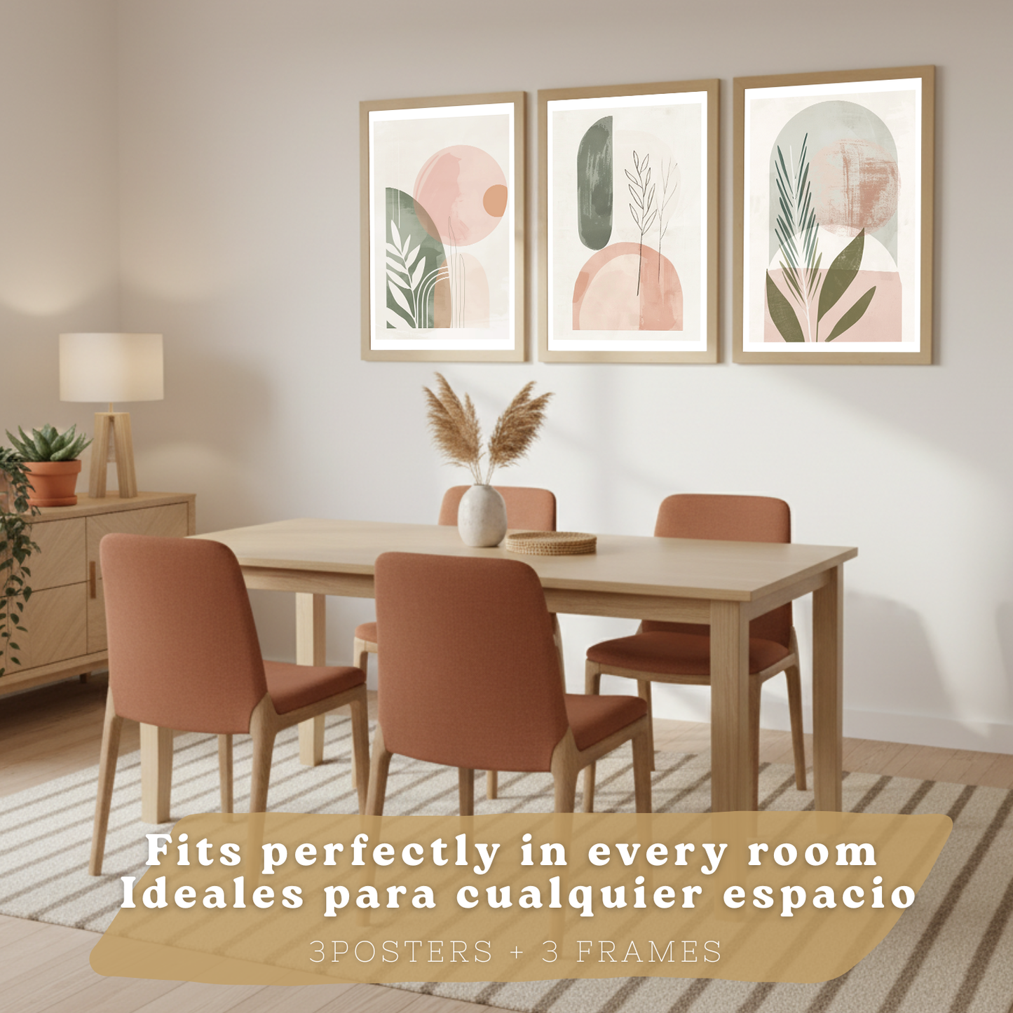 Nacnic Set De 3 Laminas Decorativas Pared Plantas Verde Rosa Para Cuadros Decoracion Salon Modernos Posters Para Pared Cuadros Decorativos Pared Motivos Florales