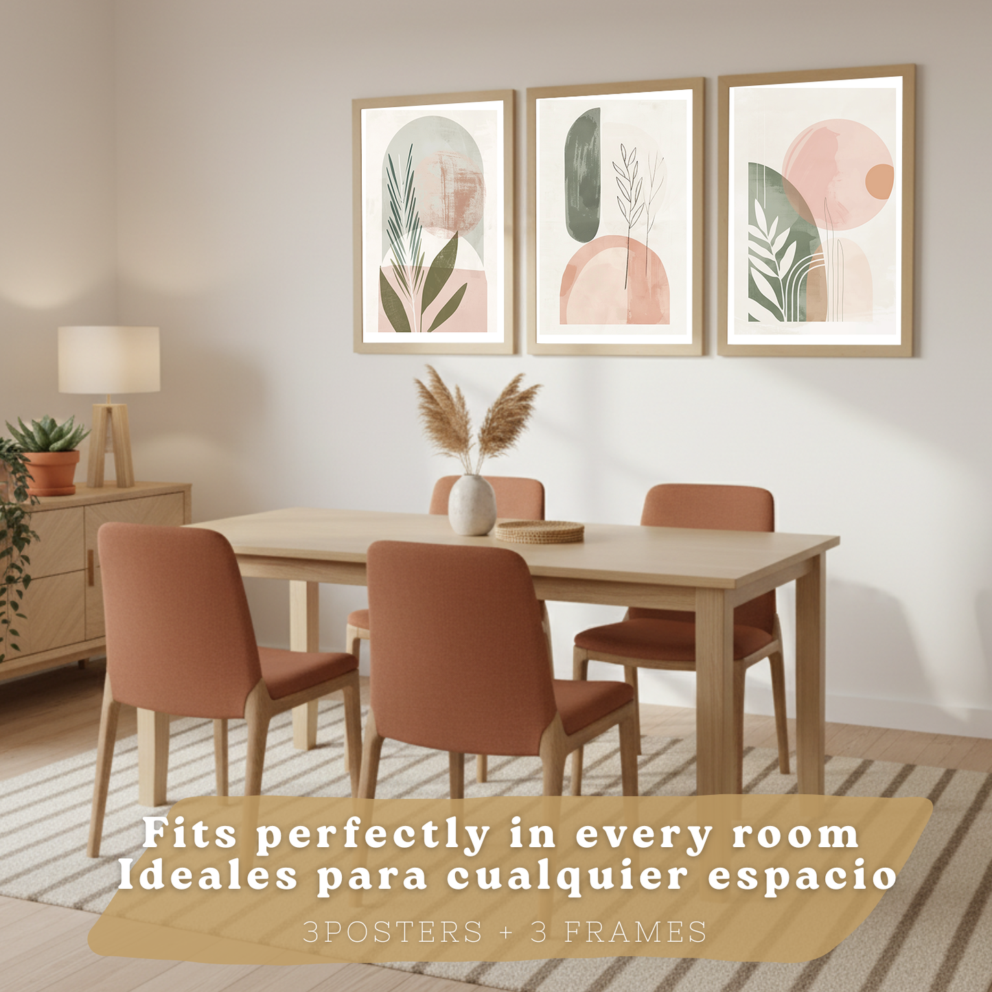 Nacnic Set De 3 Laminas Decorativas Pared Plantas Verde Rosa Para Cuadros Decoracion Salon Modernos Posters Para Pared Cuadros Decorativos Pared Motivos Florales