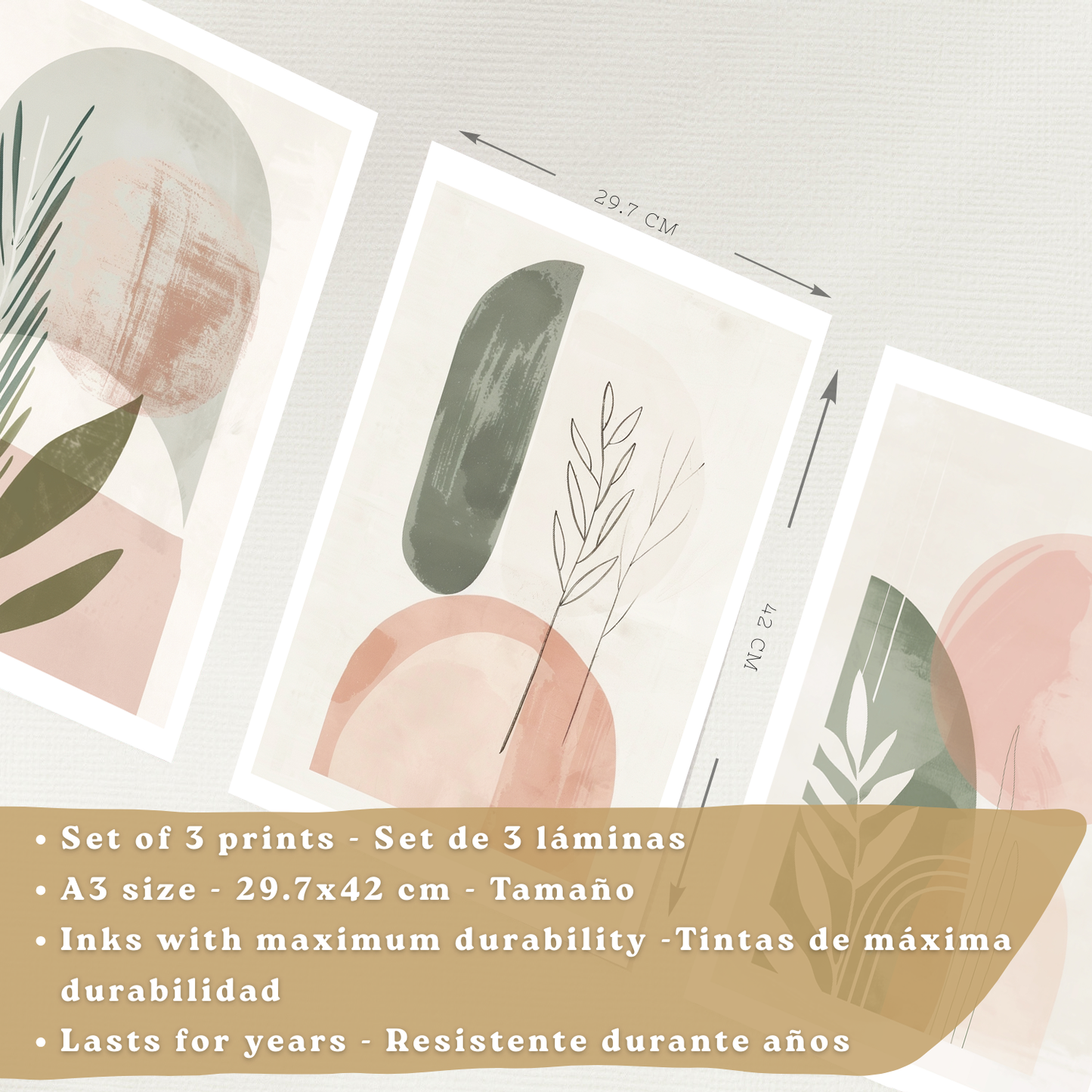 Nacnic Set De 3 Laminas Decorativas Pared Plantas Verde Rosa Para Cuadros Decoracion Salon Modernos Posters Para Pared Cuadros Decorativos Pared Motivos Florales