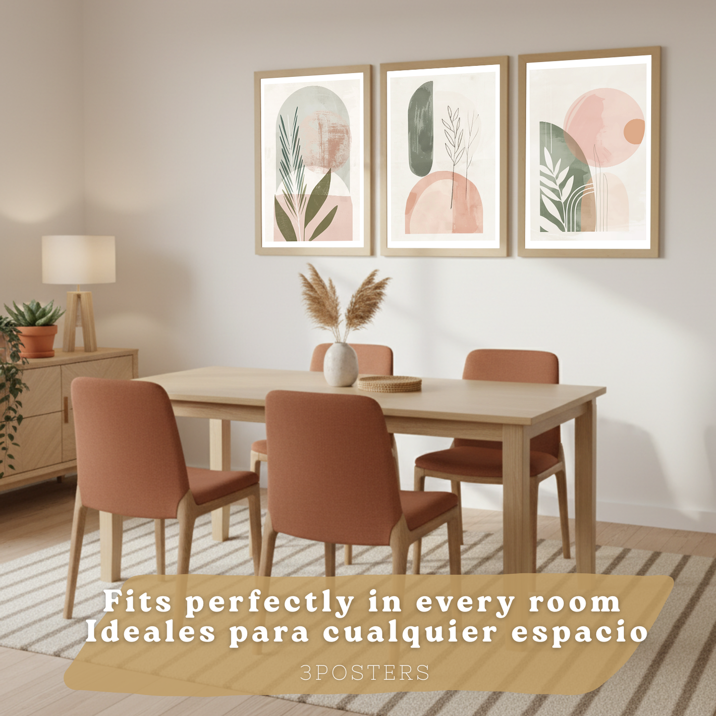 Nacnic Set De 3 Laminas Decorativas Pared Plantas Verde Rosa Para Cuadros Decoracion Salon Modernos Posters Para Pared Cuadros Decorativos Pared Motivos Florales
