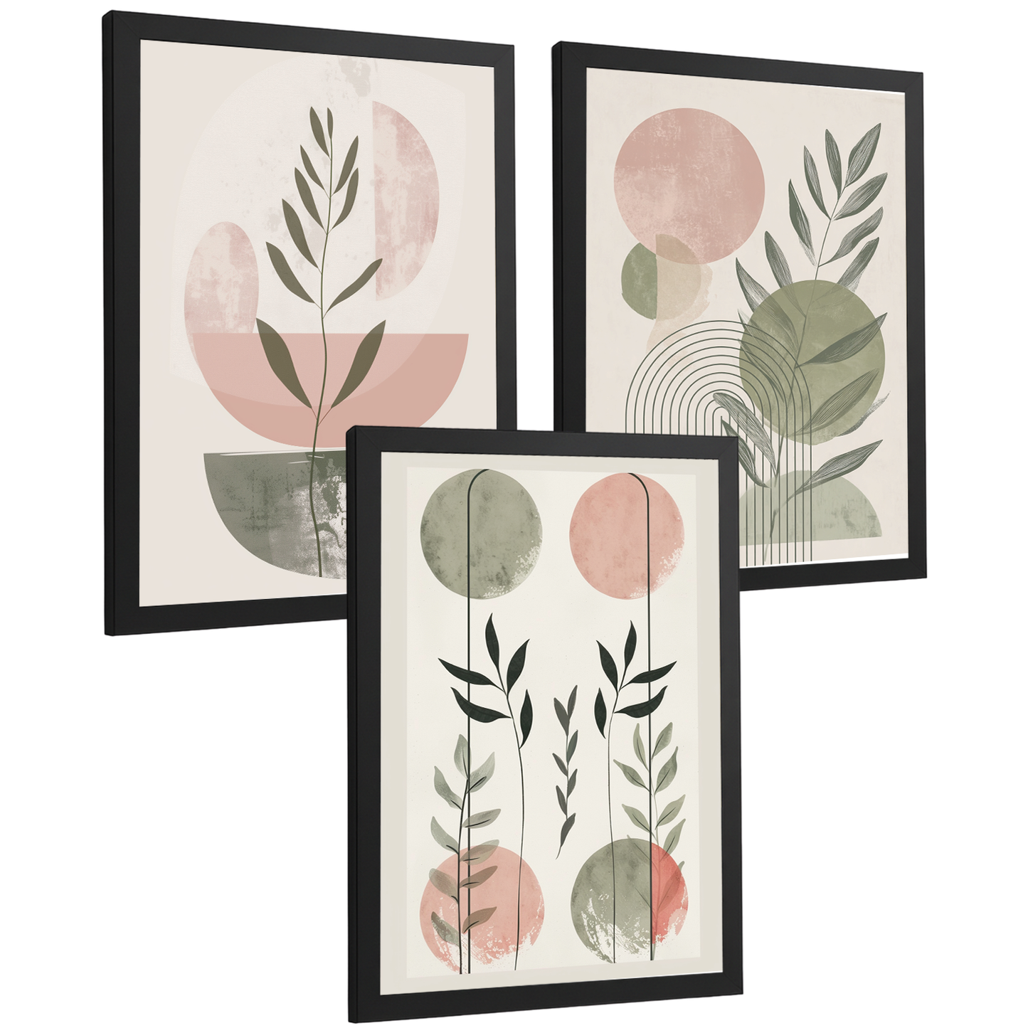 Nacnic Set De 3 Laminas Decorativas Pared Formas Verde Rosa Para Cuadros Decoracion Salon Modernos Posters Para Pared Cuadros Decorativos Pared Motivos Florales