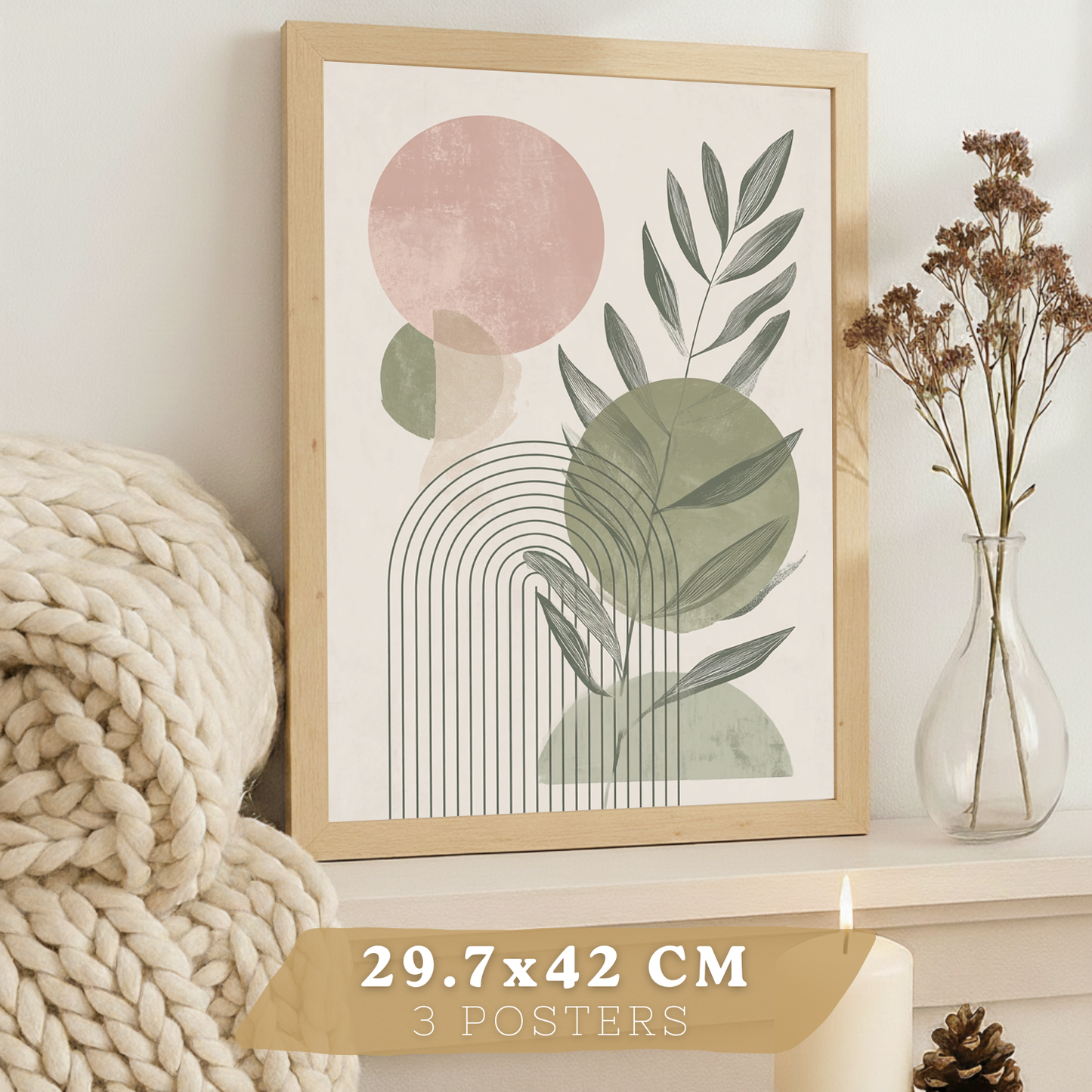 Nacnic Set De 3 Laminas Decorativas Pared Formas Verde Rosa Para Cuadros Decoracion Salon Modernos Posters Para Pared Cuadros Decorativos Pared Motivos Florales