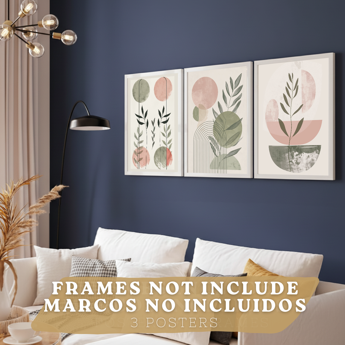 Nacnic Set De 3 Laminas Decorativas Pared Formas Verde Rosa Para Cuadros Decoracion Salon Modernos Posters Para Pared Cuadros Decorativos Pared Motivos Florales