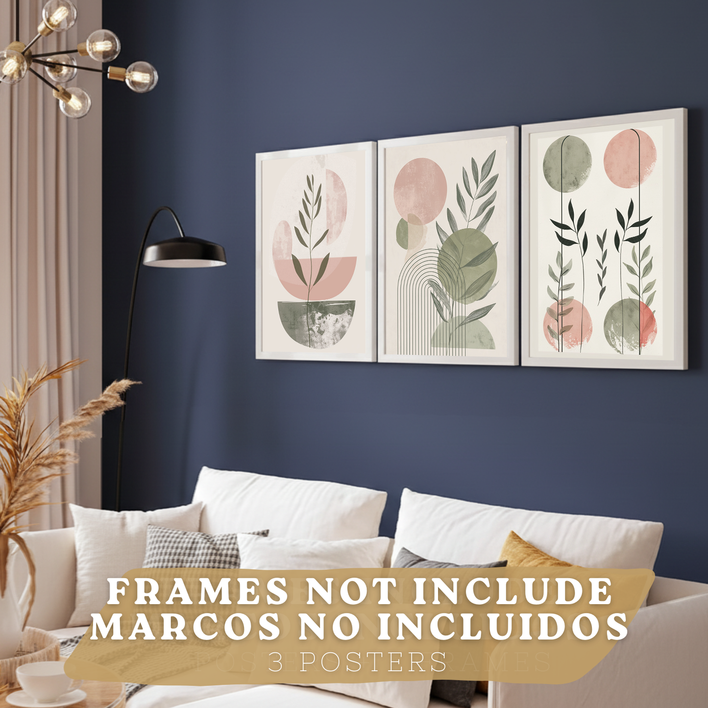 Nacnic Set De 3 Laminas Decorativas Pared Formas Verde Rosa Para Cuadros Decoracion Salon Modernos Posters Para Pared Cuadros Decorativos Pared Motivos Florales
