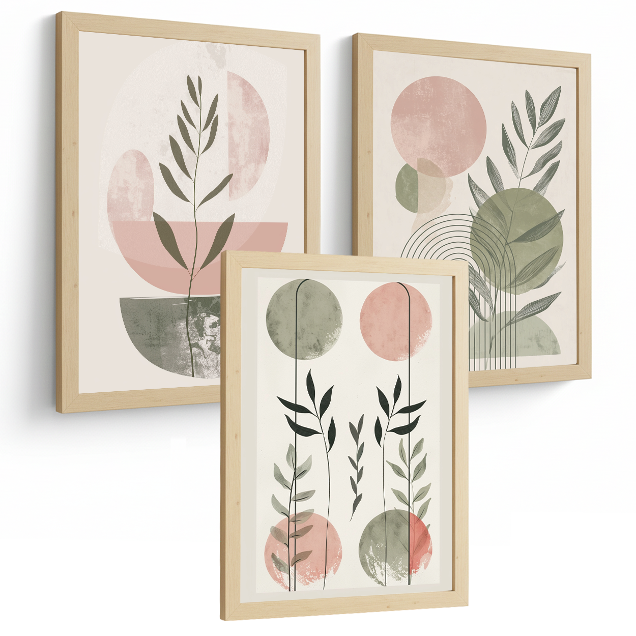 Nacnic Set De 3 Laminas Decorativas Pared Formas Verde Rosa Para Cuadros Decoracion Salon Modernos Posters Para Pared Cuadros Decorativos Pared Motivos Florales