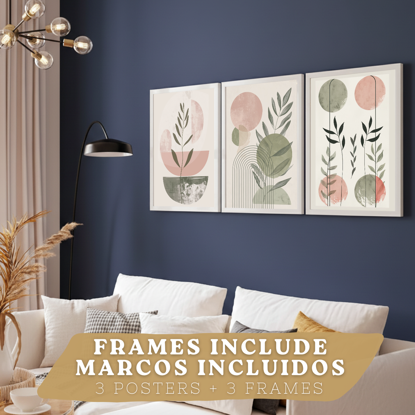 Nacnic Set De 3 Laminas Decorativas Pared Formas Verde Rosa Para Cuadros Decoracion Salon Modernos Posters Para Pared Cuadros Decorativos Pared Motivos Florales