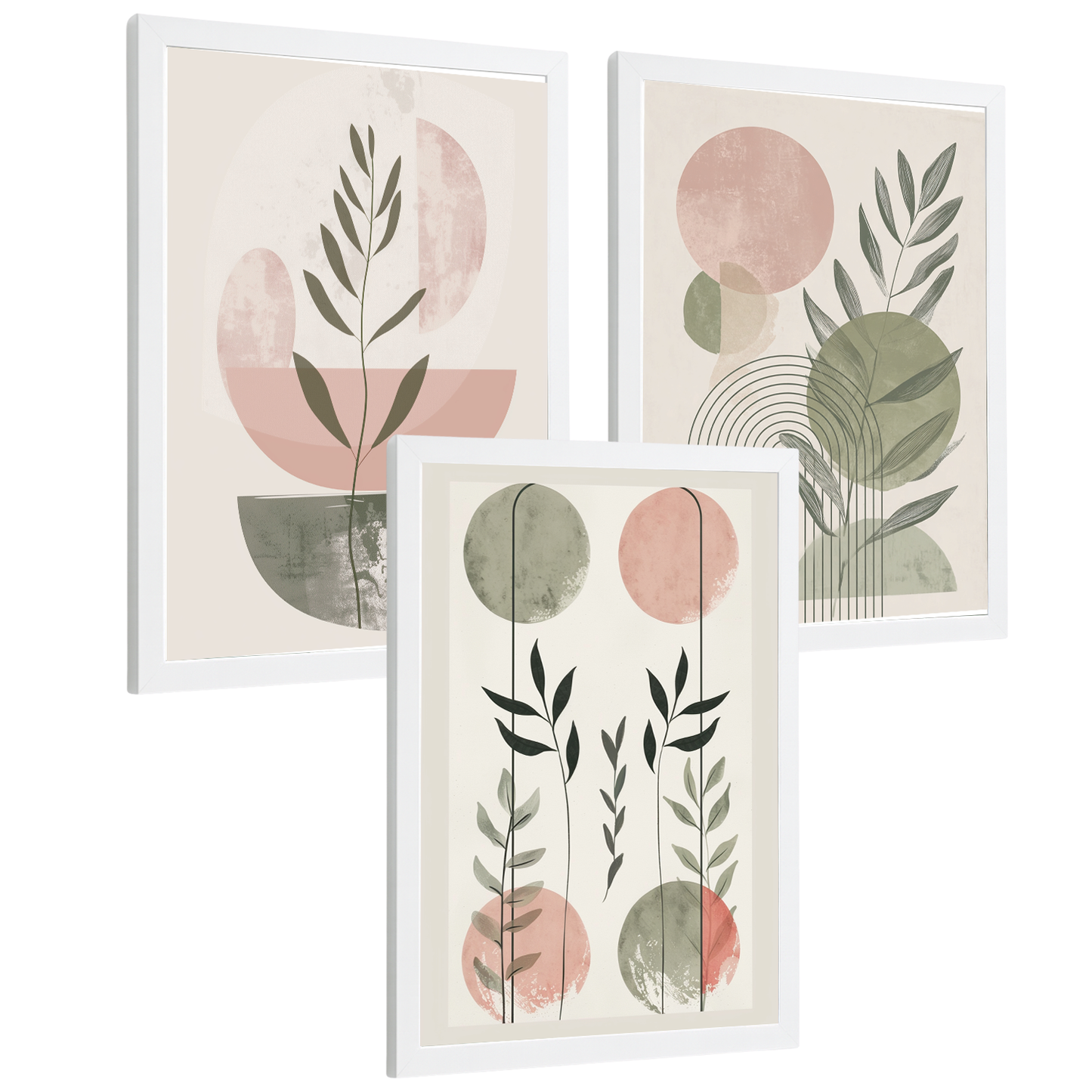 Nacnic Set De 3 Laminas Decorativas Pared Formas Verde Rosa Para Cuadros Decoracion Salon Modernos Posters Para Pared Cuadros Decorativos Pared Motivos Florales