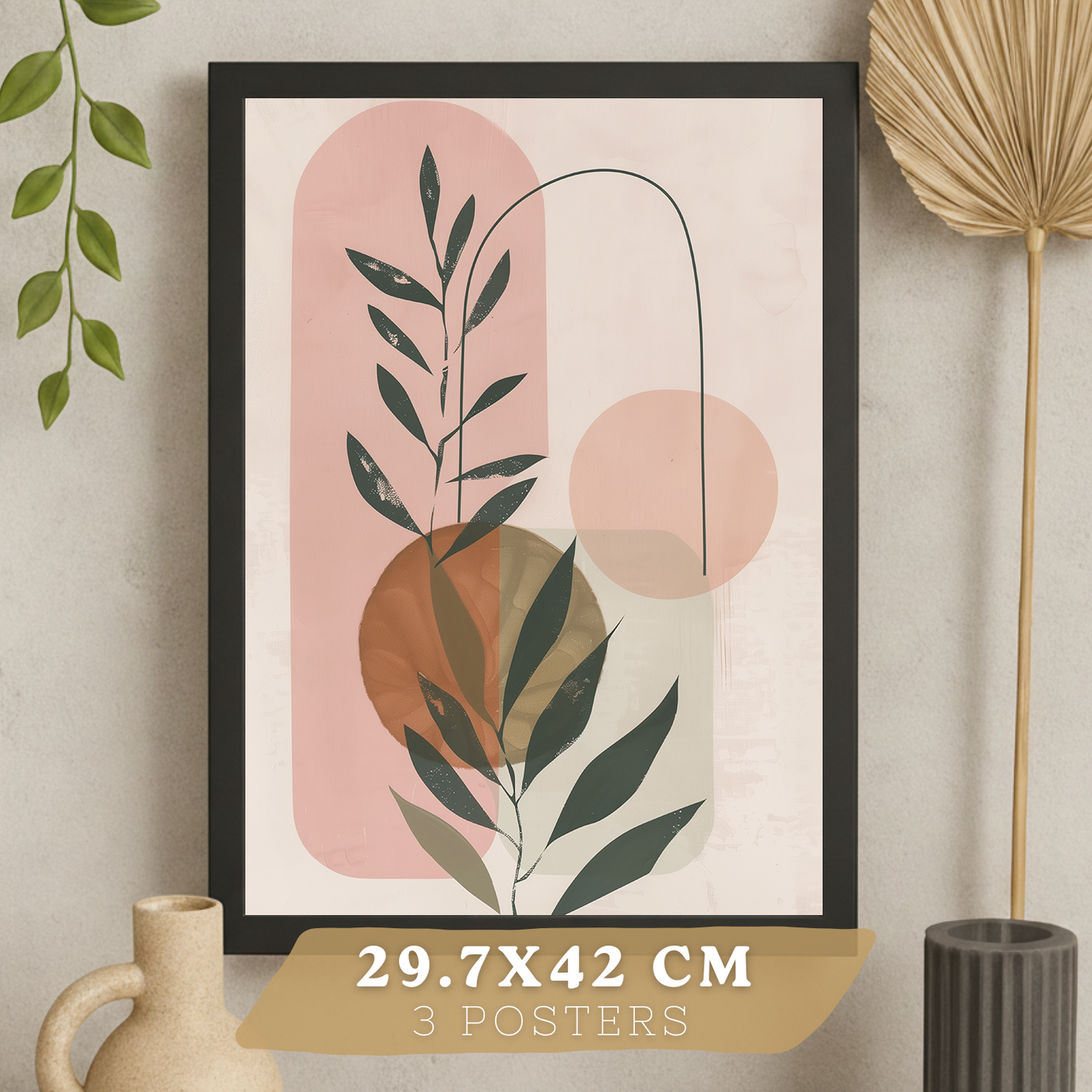 Nacnic Set De 3 Laminas Decorativas Pared Plantas Verde Rosa Pastel Para Cuadros Decoracion Salon Modernos Posters Para Pared Cuadros Decorativos Pared Motivos Florales