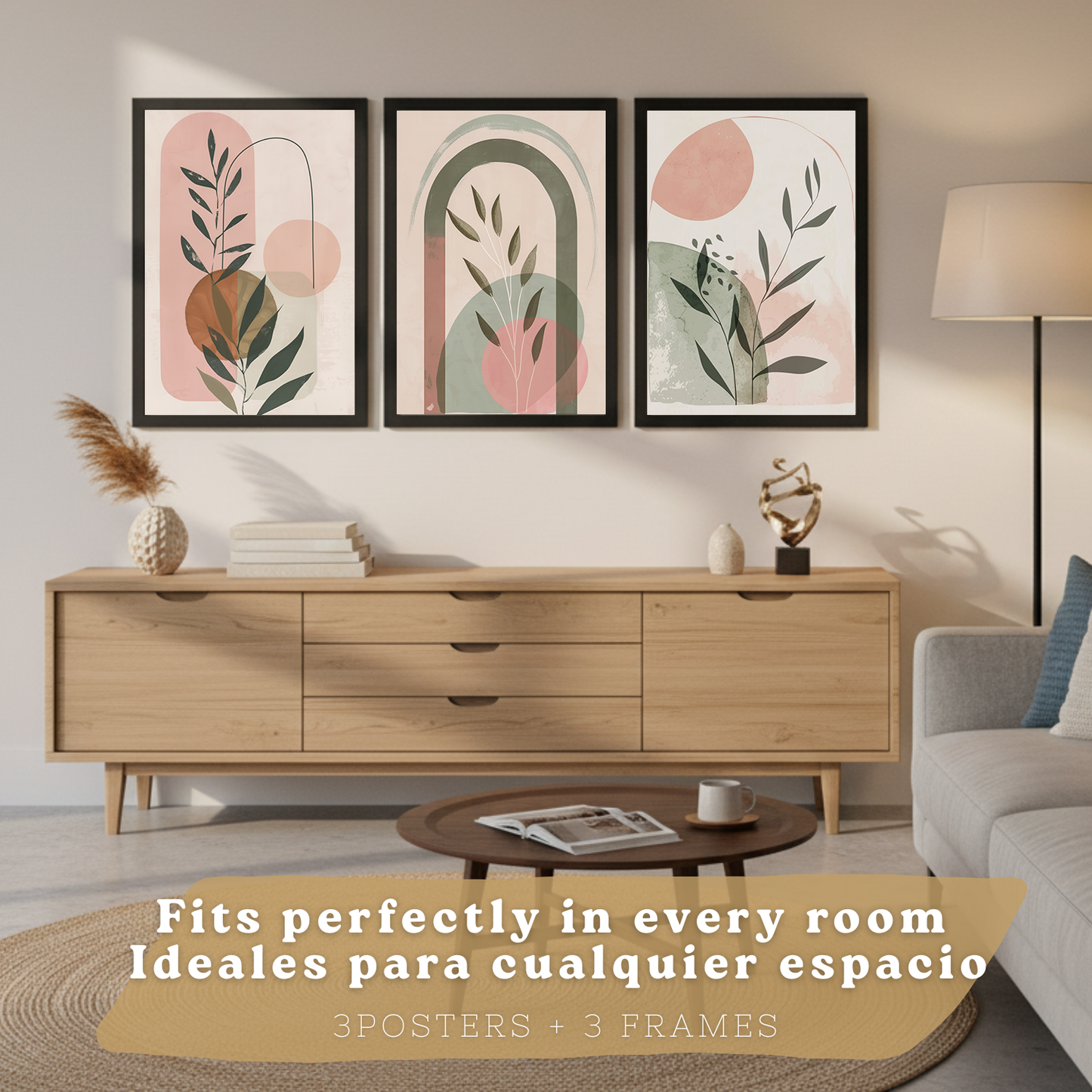 Nacnic Set De 3 Laminas Decorativas Pared Plantas Verde Rosa Pastel Para Cuadros Decoracion Salon Modernos Posters Para Pared Cuadros Decorativos Pared Motivos Florales