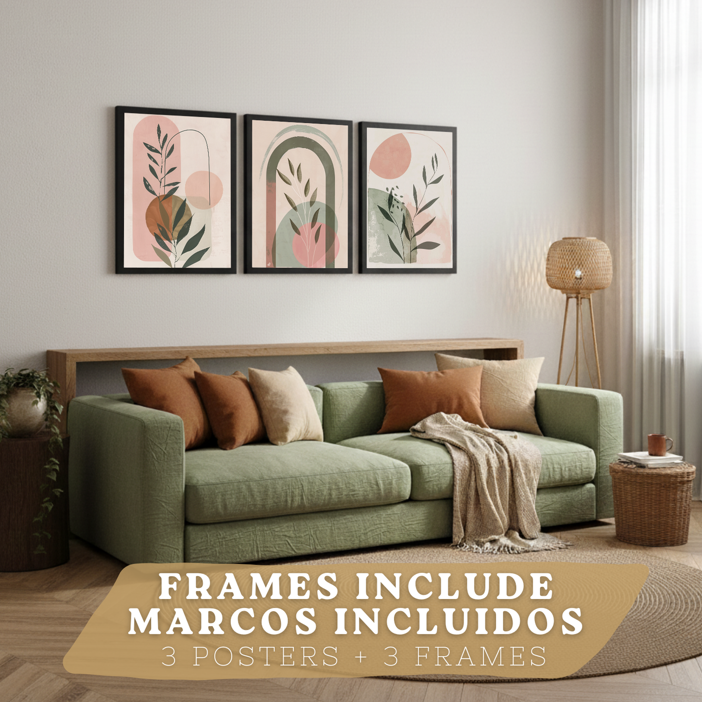Nacnic Set De 3 Laminas Decorativas Pared Plantas Verde Rosa Pastel Para Cuadros Decoracion Salon Modernos Posters Para Pared Cuadros Decorativos Pared Motivos Florales