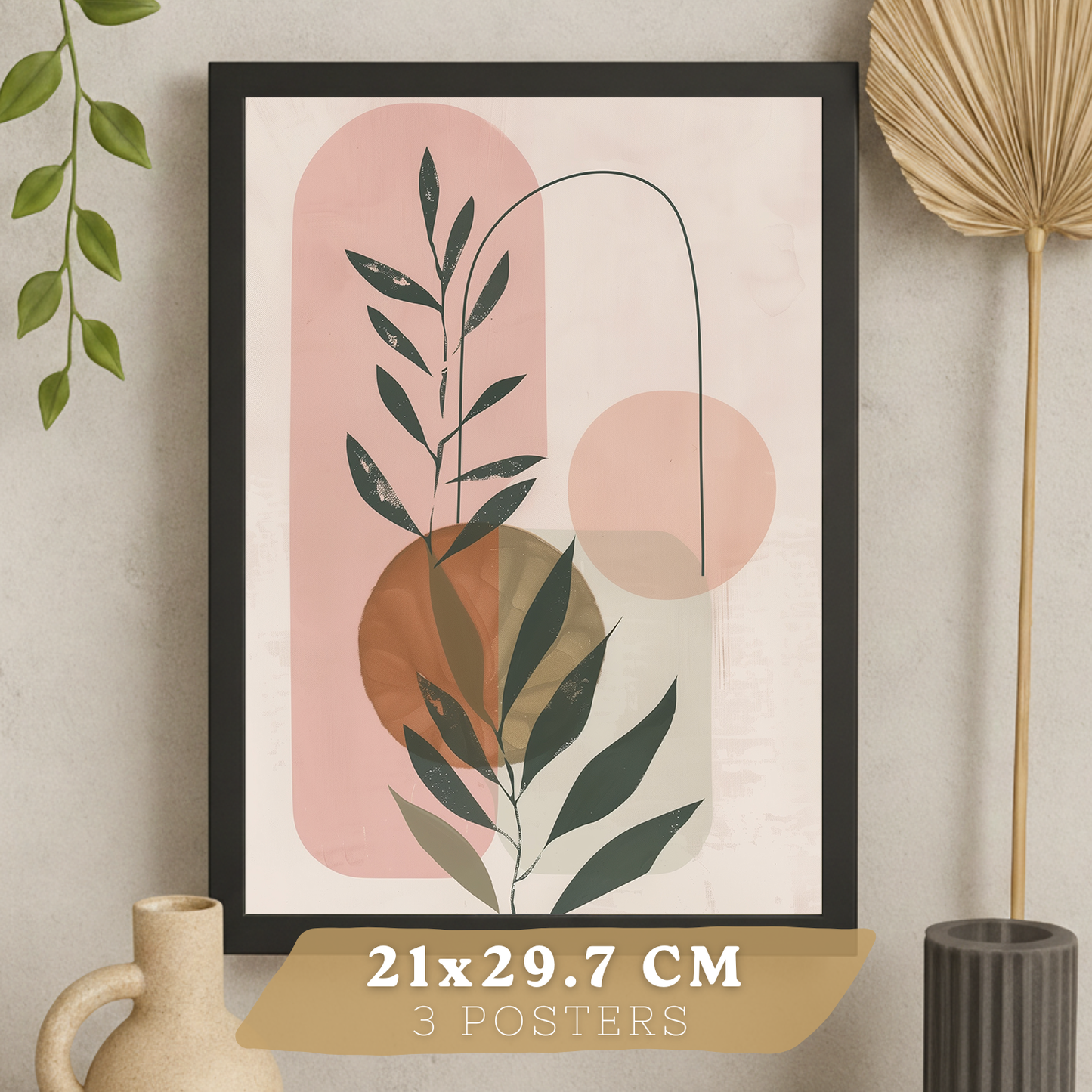 Nacnic Set De 3 Laminas Decorativas Pared Plantas Verde Rosa Pastel Para Cuadros Decoracion Salon Modernos Posters Para Pared Cuadros Decorativos Pared Motivos Florales