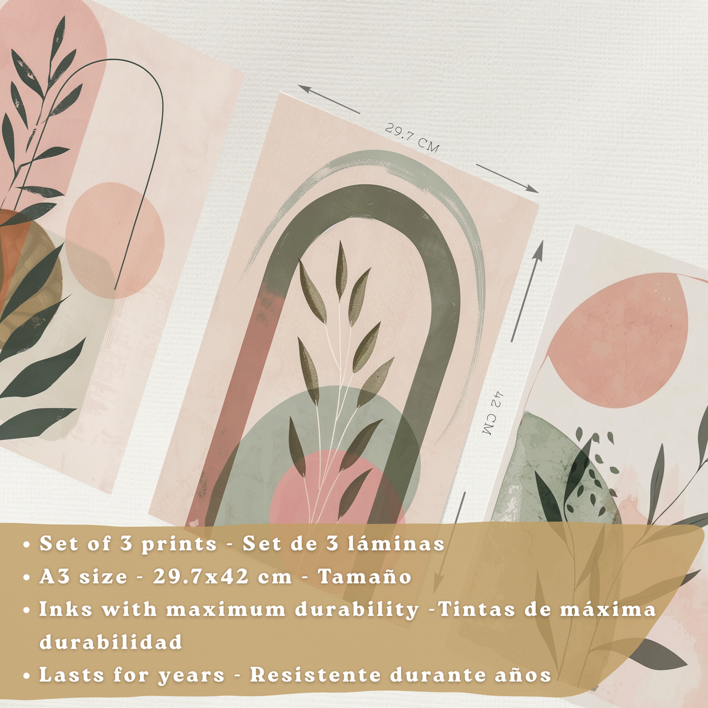 Nacnic Set De 3 Laminas Decorativas Pared Plantas Verde Rosa Pastel Para Cuadros Decoracion Salon Modernos Posters Para Pared Cuadros Decorativos Pared Motivos Florales