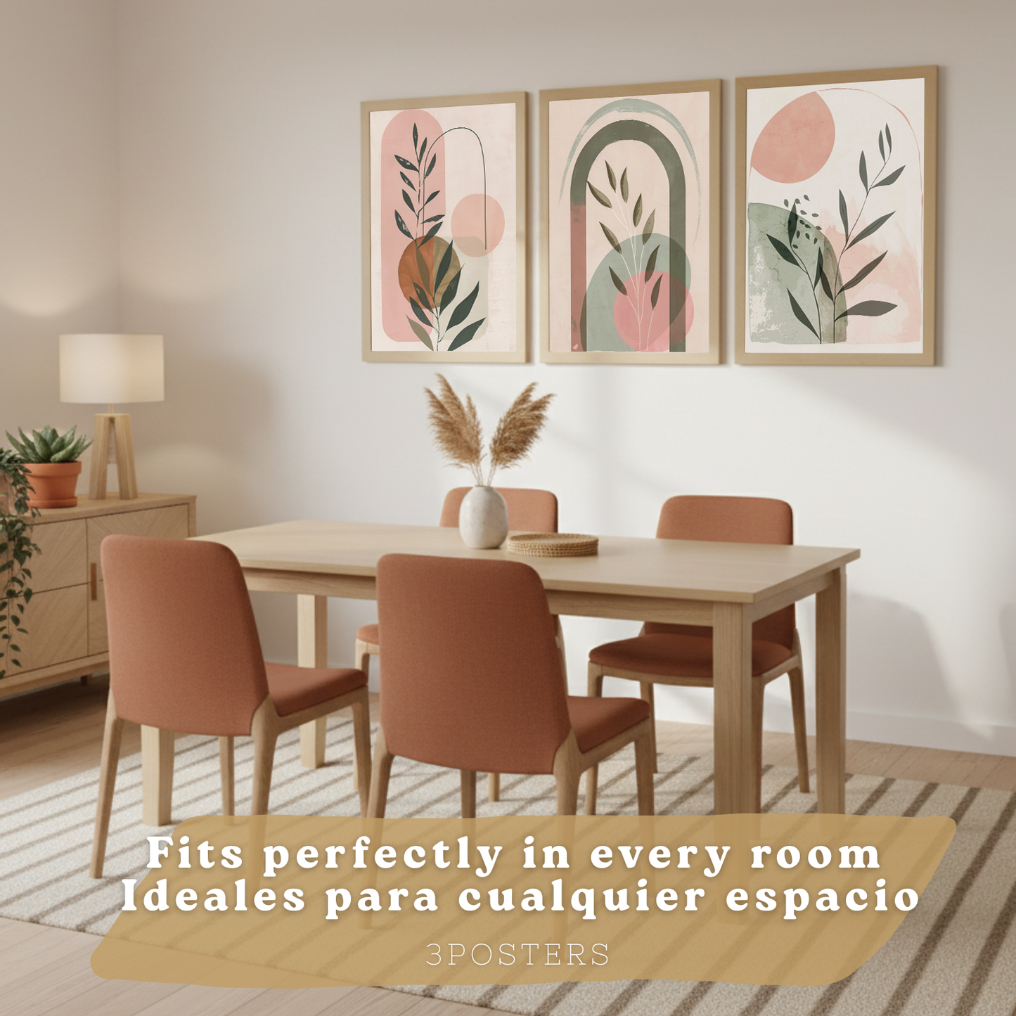 Nacnic Set De 3 Laminas Decorativas Pared Plantas Verde Rosa Pastel Para Cuadros Decoracion Salon Modernos Posters Para Pared Cuadros Decorativos Pared Motivos Florales
