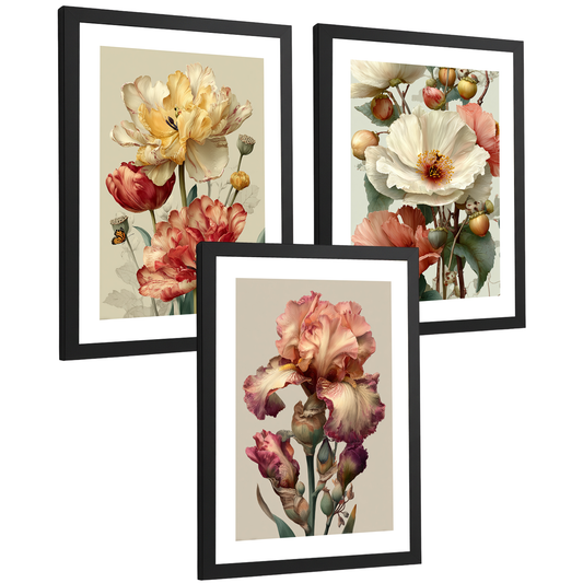 Nacnic Juego De 3 Cuadros De Flores De Colores Laminas Decorativas Pared Flores Coloridas Naturaleza Poster De Botanico Minimalista Cuadros Flor Silvestre Para Dormitorio