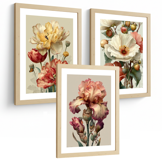 Nacnic Juego De 3 Cuadros De Flores De Colores Laminas Decorativas Pared Flores Coloridas Naturaleza Poster De Botanico Minimalista Cuadros Flor Silvestre Para Dormitorio