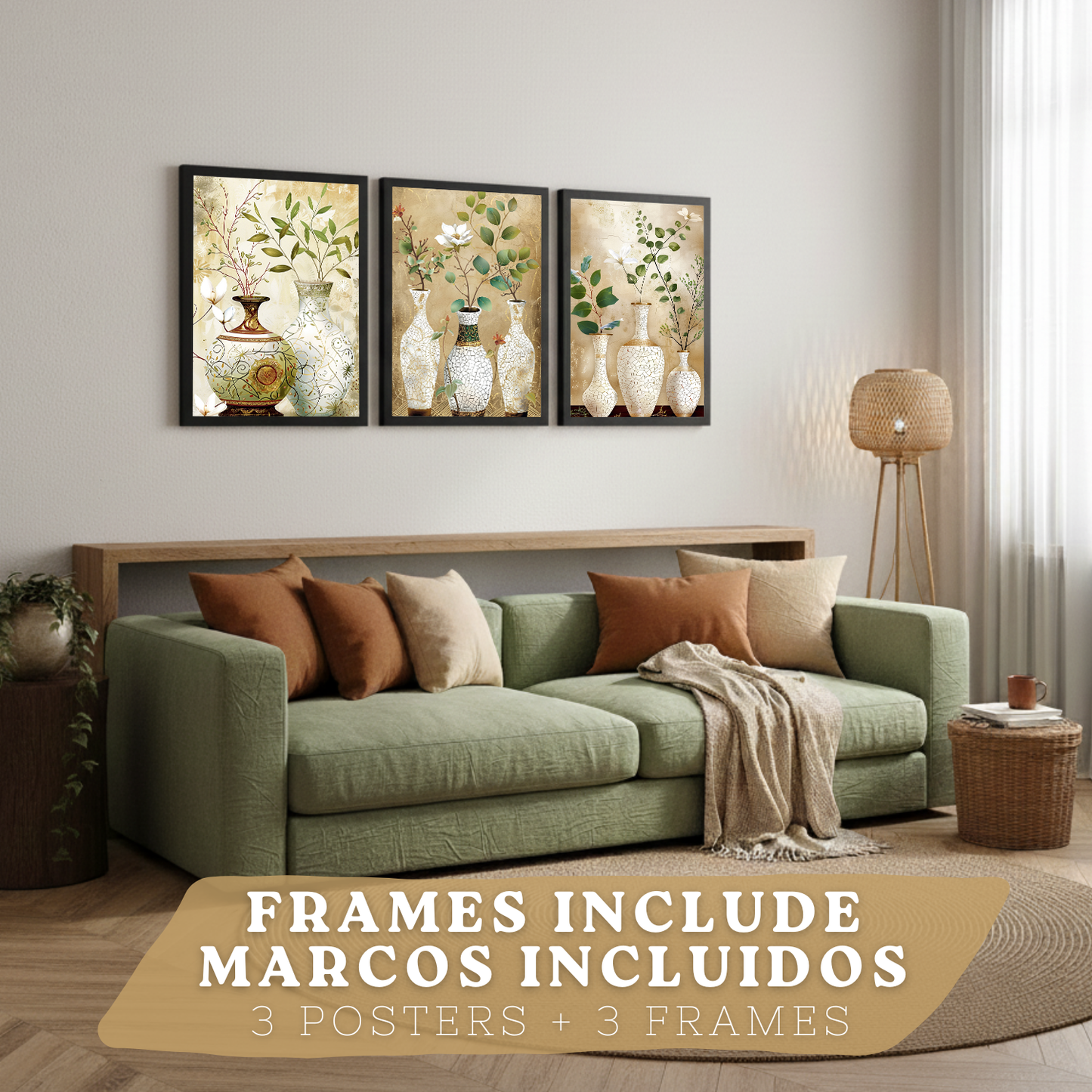 Nacnic Juego De 3 Cuadros Florales. Laminas Decorativas Pared Flores Clasicas. Posters De Pared Botanico Naturaleza. Cuadros Flor Silvestre Pared Para Salón Y Dormitorio.