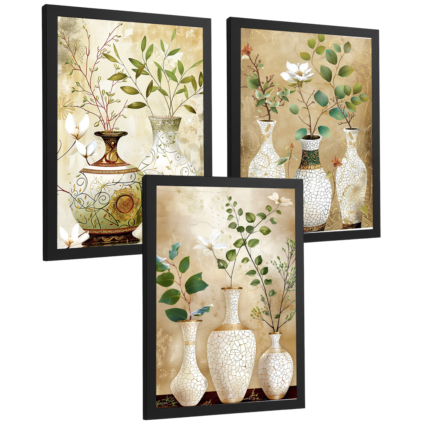 Nacnic Juego De 3 Cuadros Florales. Laminas Decorativas Pared Flores Clasicas. Posters De Pared Botanico Naturaleza. Cuadros Flor Silvestre Pared Para Salón Y Dormitorio.