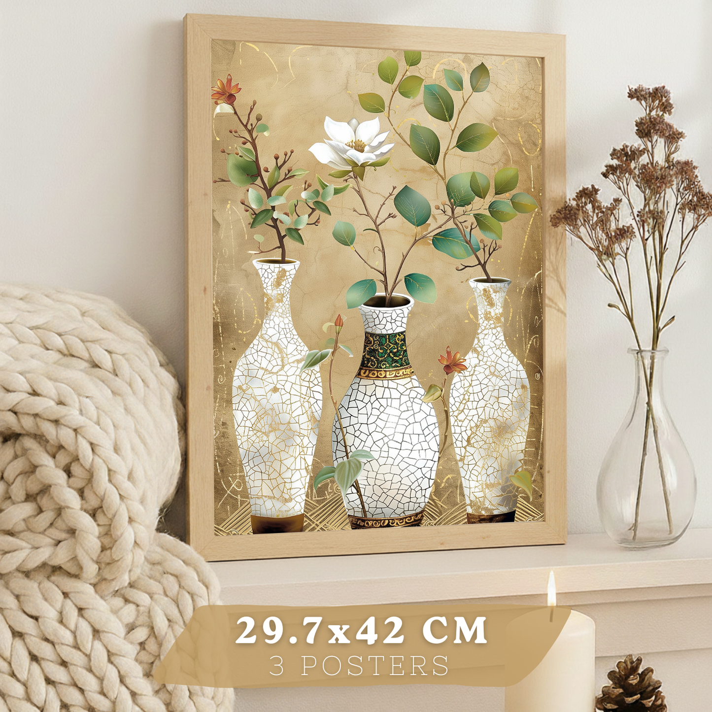 Nacnic Juego De 3 Cuadros Florales. Laminas Decorativas Pared Flores Clasicas. Posters De Pared Botanico Naturaleza. Cuadros Flor Silvestre Pared Para Salón Y Dormitorio.