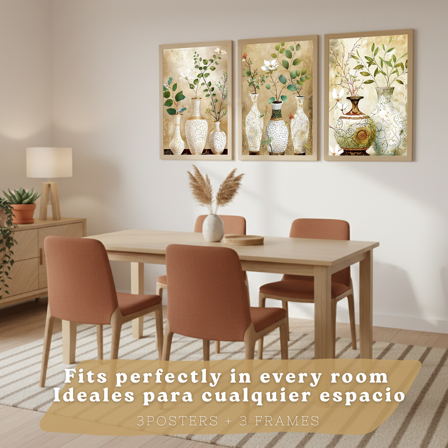 Nacnic Juego De 3 Cuadros Florales. Laminas Decorativas Pared Flores Clasicas. Posters De Pared Botanico Naturaleza. Cuadros Flor Silvestre Pared Para Salón Y Dormitorio.