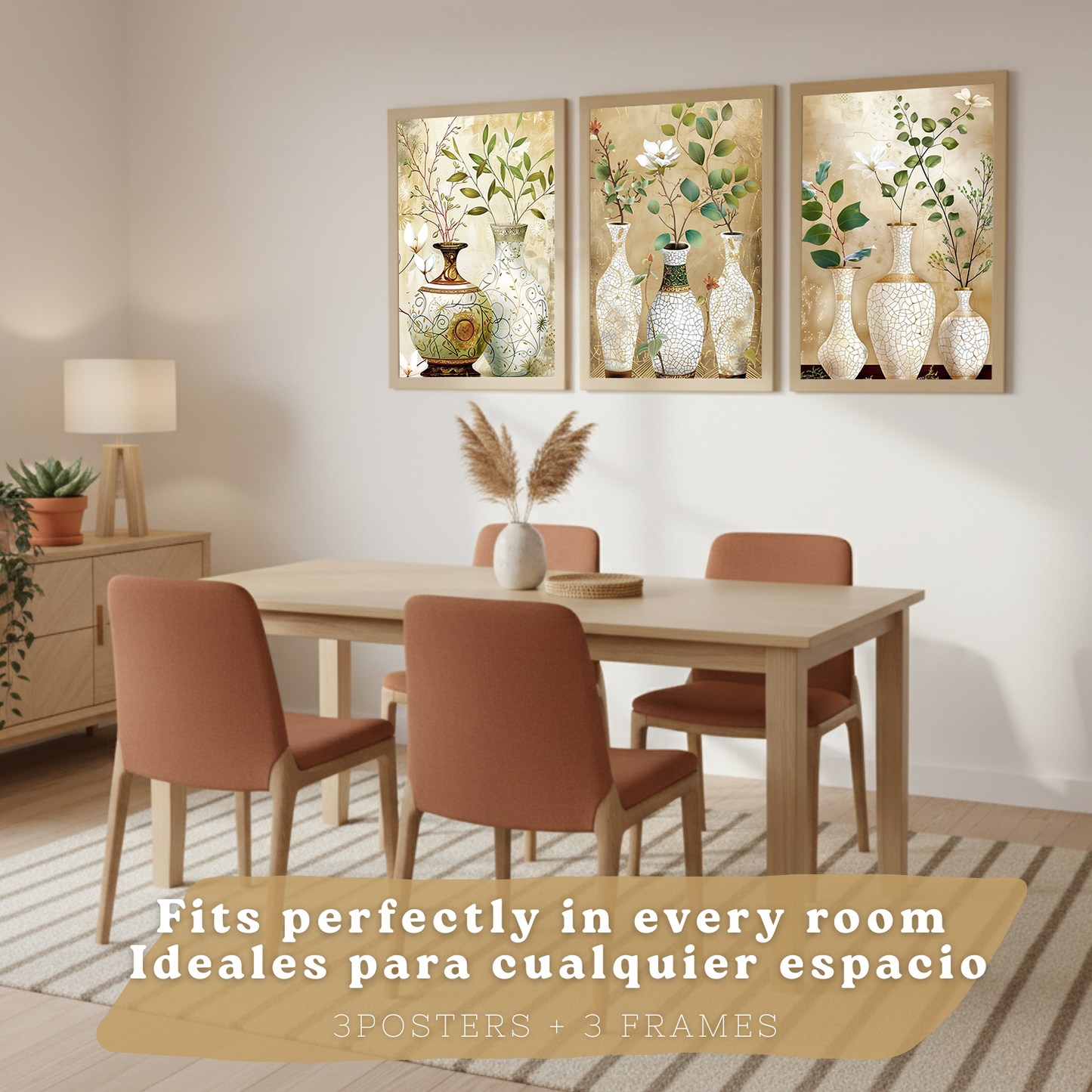 Nacnic Juego De 3 Cuadros Florales. Laminas Decorativas Pared Flores Clasicas. Posters De Pared Botanico Naturaleza. Cuadros Flor Silvestre Pared Para Salón Y Dormitorio.