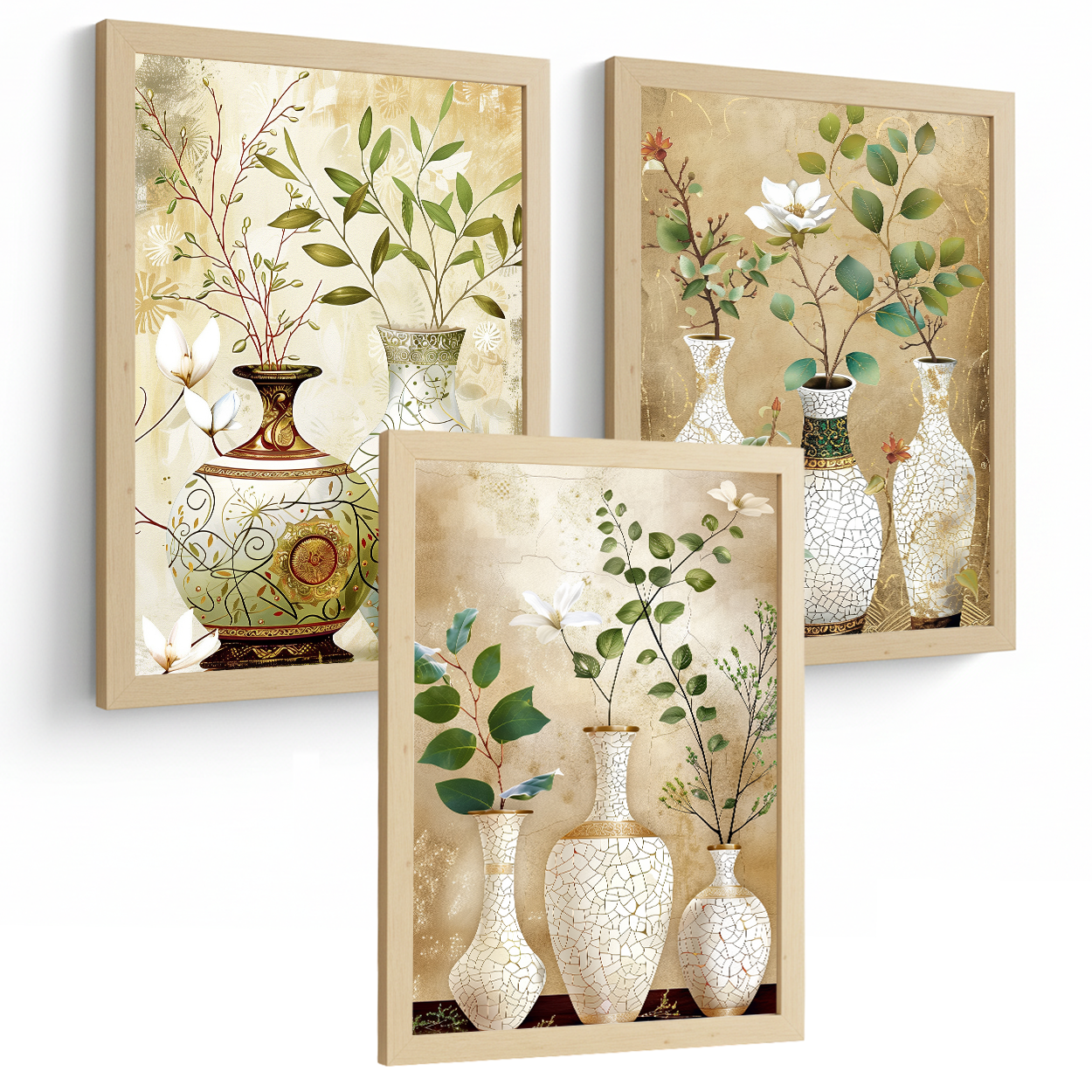 Nacnic Juego De 3 Cuadros Florales. Laminas Decorativas Pared Flores Clasicas. Posters De Pared Botanico Naturaleza. Cuadros Flor Silvestre Pared Para Salón Y Dormitorio.