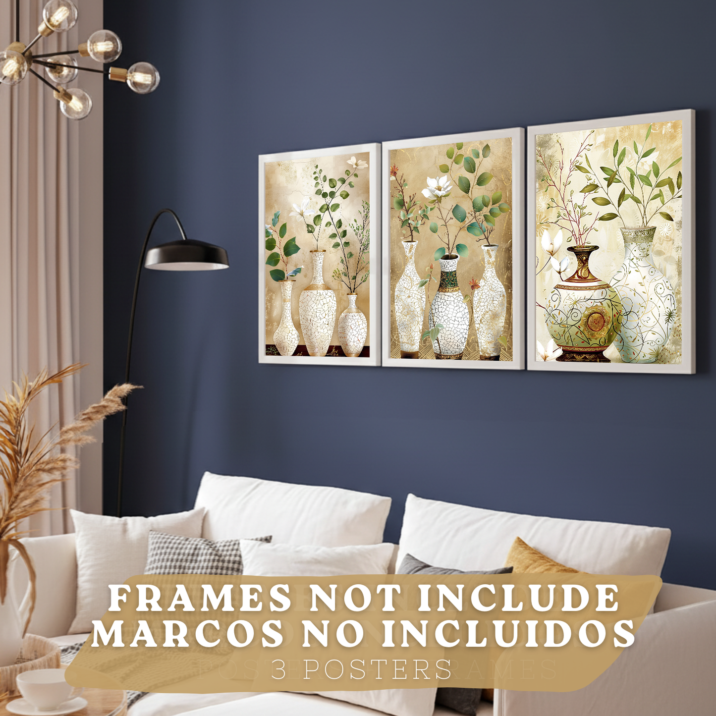 Nacnic Juego De 3 Cuadros Florales. Laminas Decorativas Pared Flores Clasicas. Posters De Pared Botanico Naturaleza. Cuadros Flor Silvestre Pared Para Salón Y Dormitorio.