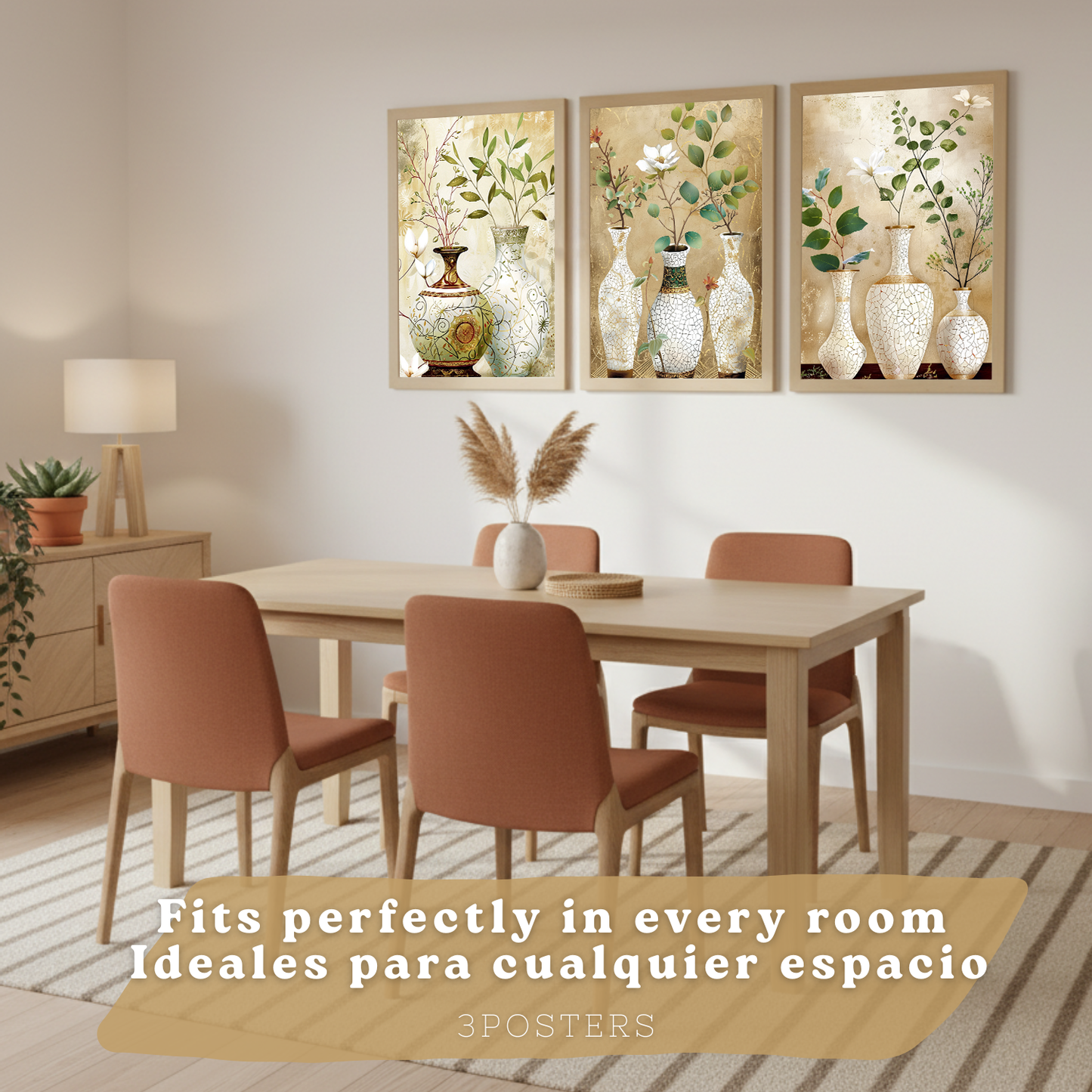 Nacnic Juego De 3 Cuadros Florales. Laminas Decorativas Pared Flores Clasicas. Posters De Pared Botanico Naturaleza. Cuadros Flor Silvestre Pared Para Salón Y Dormitorio.