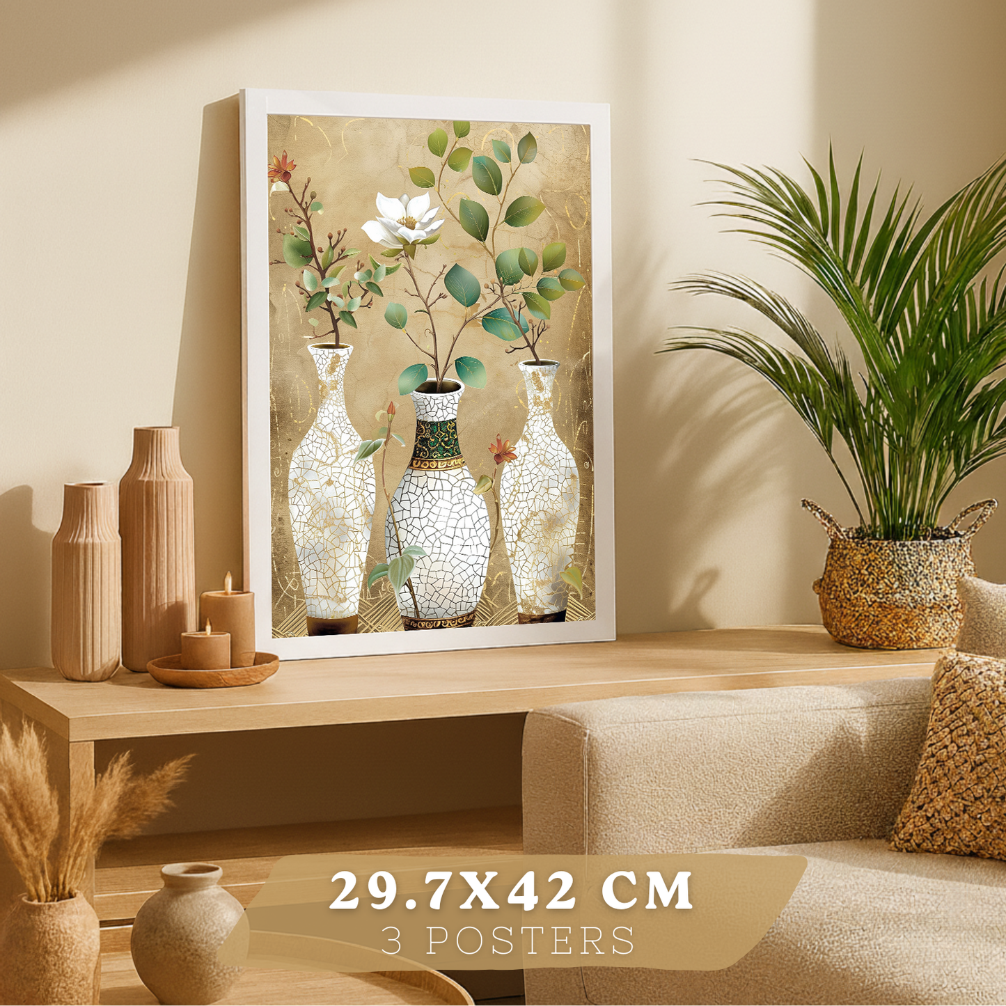 Nacnic Juego De 3 Cuadros Florales. Laminas Decorativas Pared Flores Clasicas. Posters De Pared Botanico Naturaleza. Cuadros Flor Silvestre Pared Para Salón Y Dormitorio.