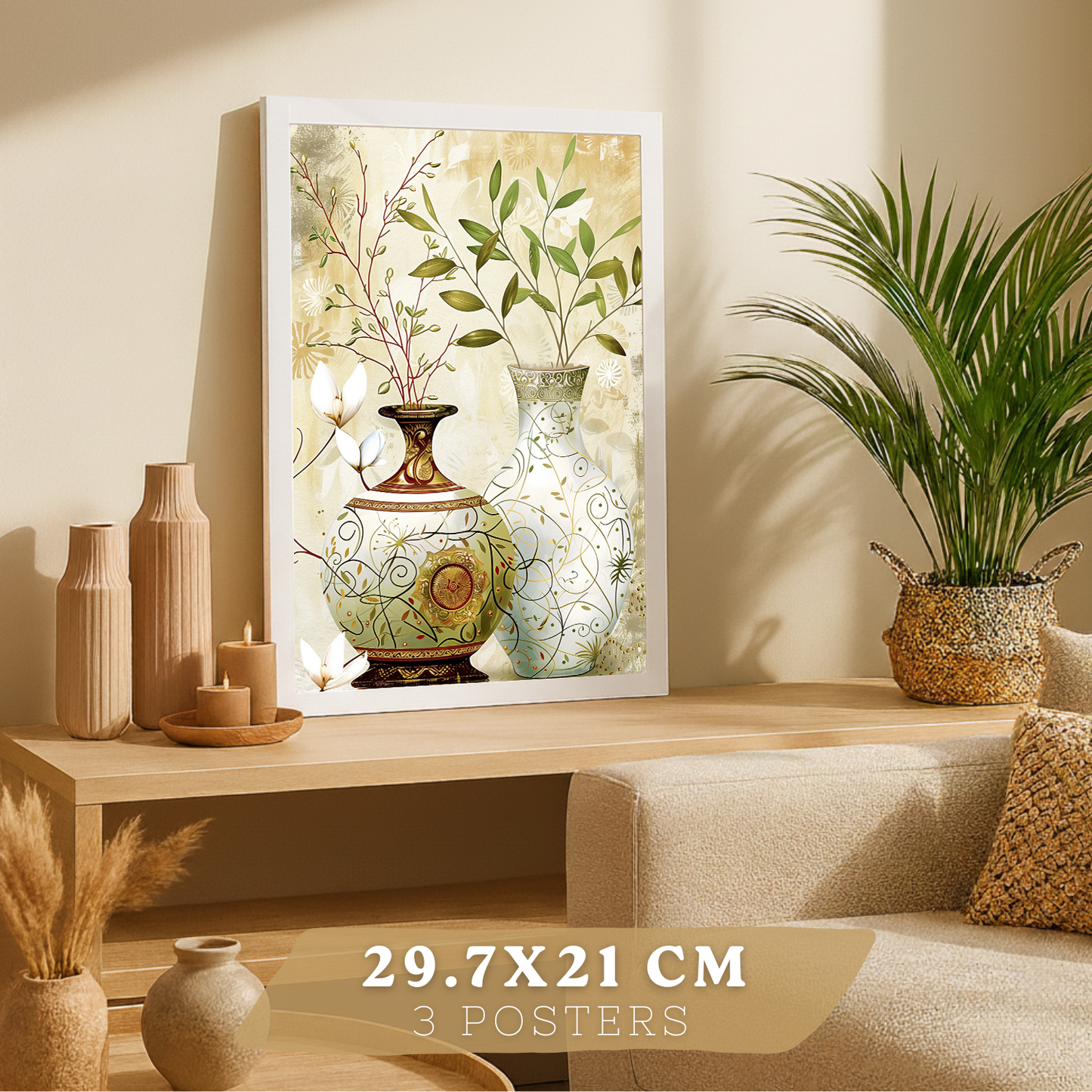 Nacnic Juego De 3 Cuadros Florales. Laminas Decorativas Pared Flores Clasicas. Posters De Pared Botanico Naturaleza. Cuadros Flor Silvestre Pared Para Salón Y Dormitorio.