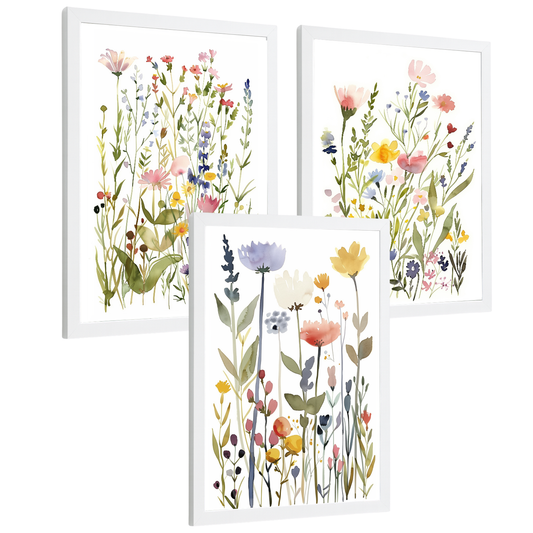 Nacnic Juego De 3 Posters De Flores Color Pastel. Laminas Decorativas Pared Flores Acuarela. Posters De Pared Botanico Minimalista Pared Para Salón Y Dormitorio