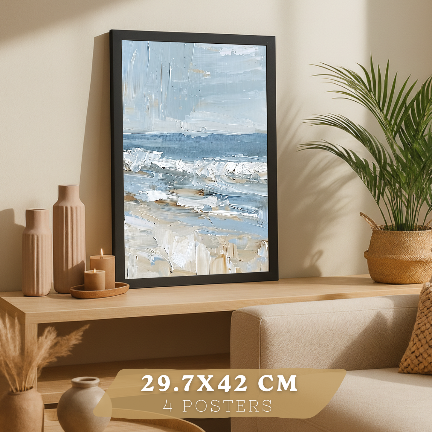 Nacnic Juego De 3 Cuadros De Playa, Mar, Costa Azul, Faro, Barca. Decoracion De Pared De Arte. Dia De Mar. Laminas Decorativas Pared Baño, Cocina,Salón Y Dormitorio