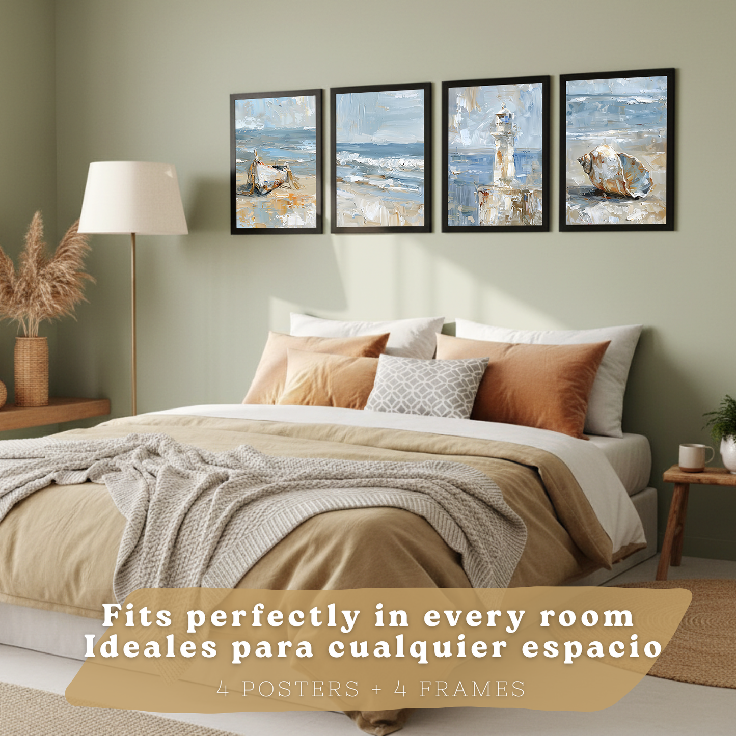 Nacnic Juego De 3 Cuadros De Playa, Mar, Costa Azul, Faro, Barca. Decoracion De Pared De Arte. Dia De Mar. Laminas Decorativas Pared Baño, Cocina,Salón Y Dormitorio