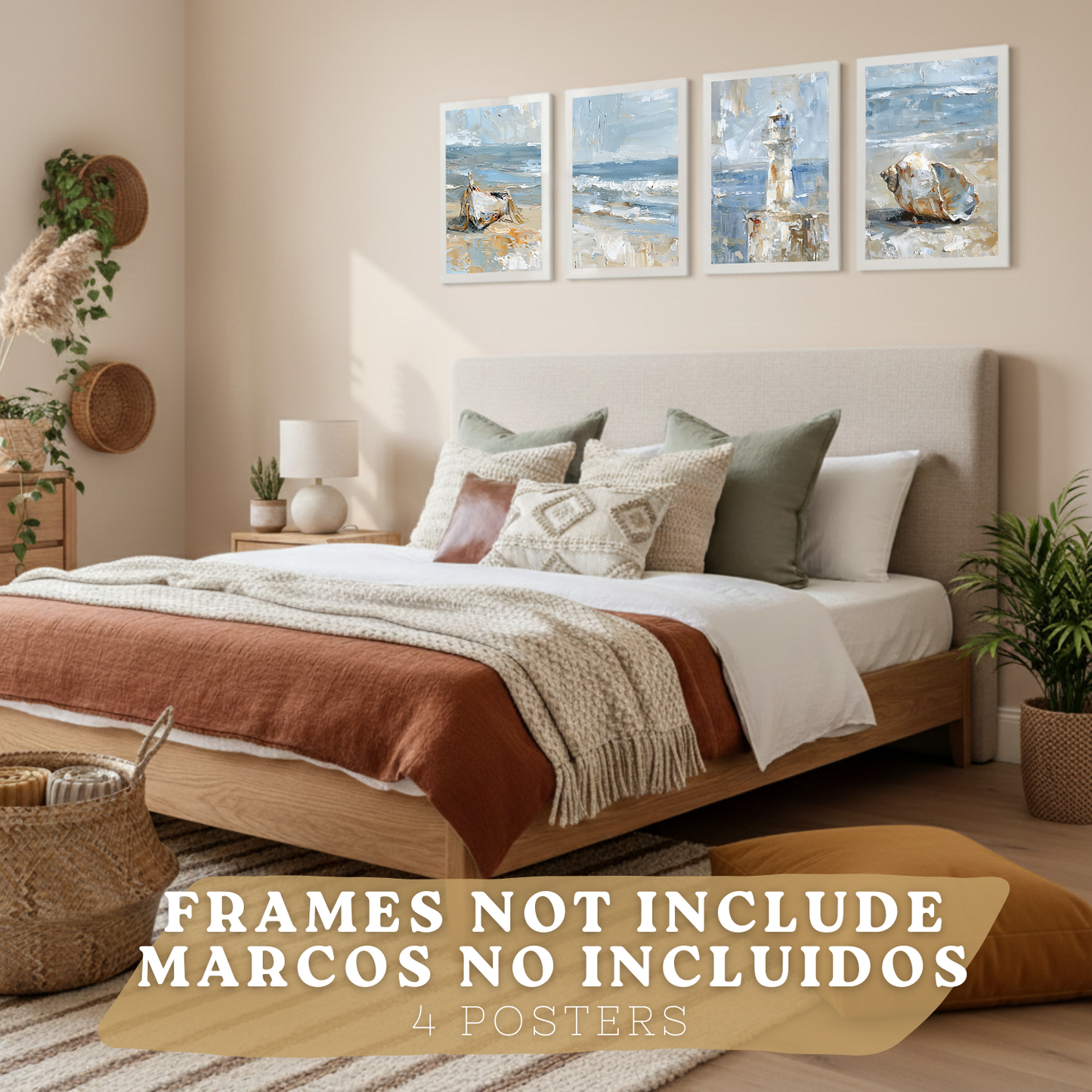 Nacnic Juego De 3 Cuadros De Playa, Mar, Costa Azul, Faro, Barca. Decoracion De Pared De Arte. Dia De Mar. Laminas Decorativas Pared Baño, Cocina,Salón Y Dormitorio