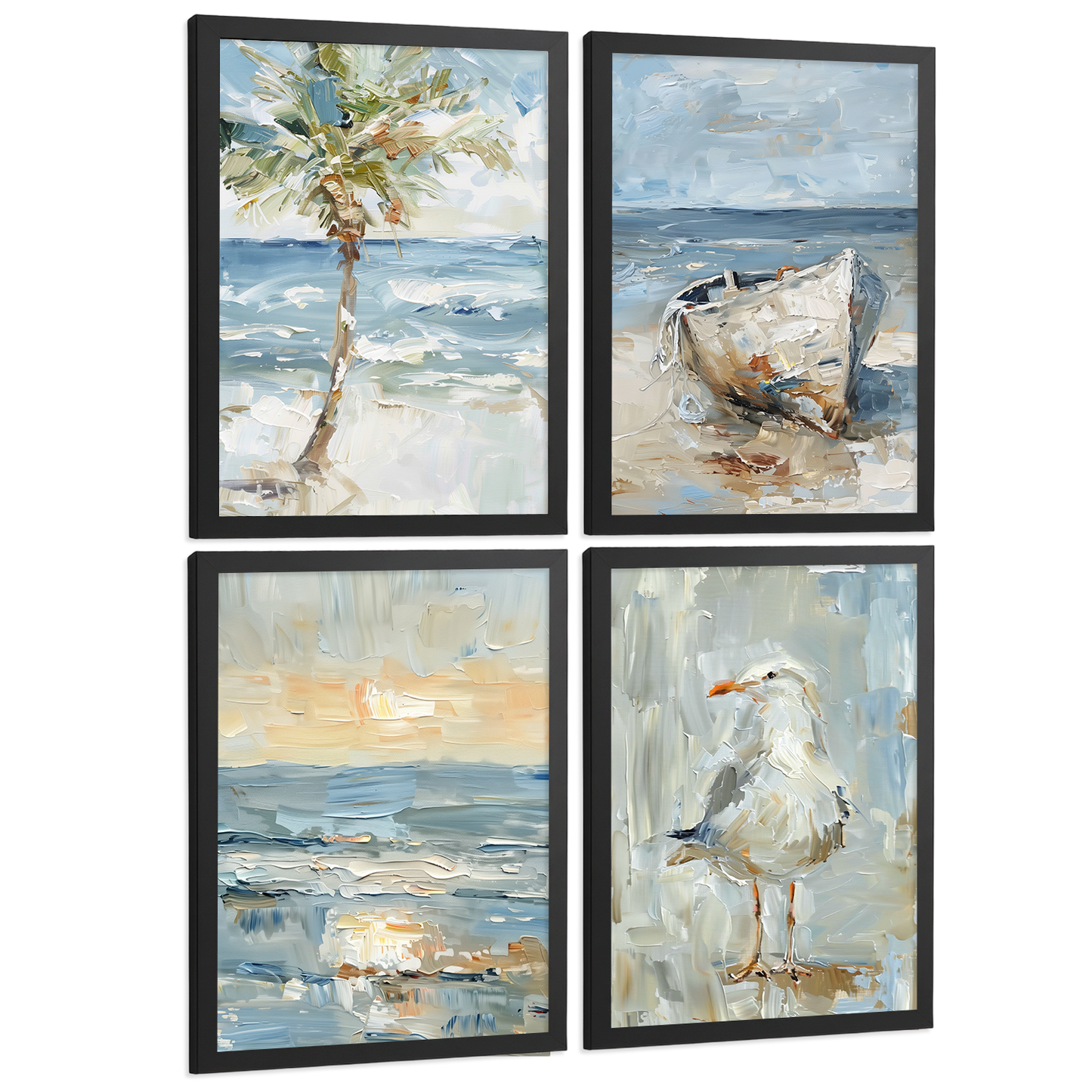 Nacnic Juego De 3 Cuadros De Playa, Mar, Golondrina, Atardecer. Decoracion De Pared De Arte. Dia De Mar. Laminas Decorativas Pared Baño, Cocina,Salón Y Dormitorio