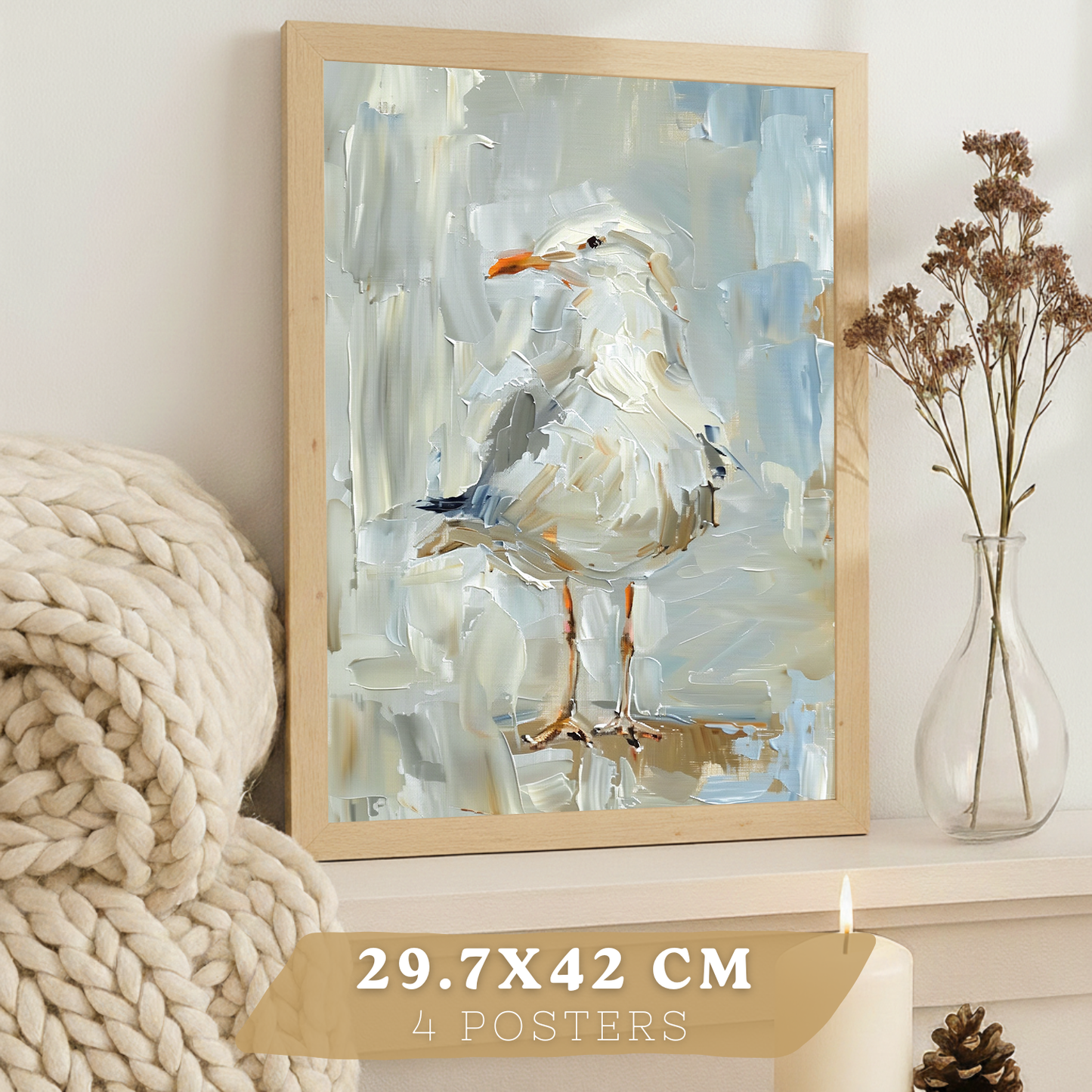 Nacnic Juego De 3 Cuadros De Playa, Mar, Golondrina, Atardecer. Decoracion De Pared De Arte. Dia De Mar. Laminas Decorativas Pared Baño, Cocina,Salón Y Dormitorio