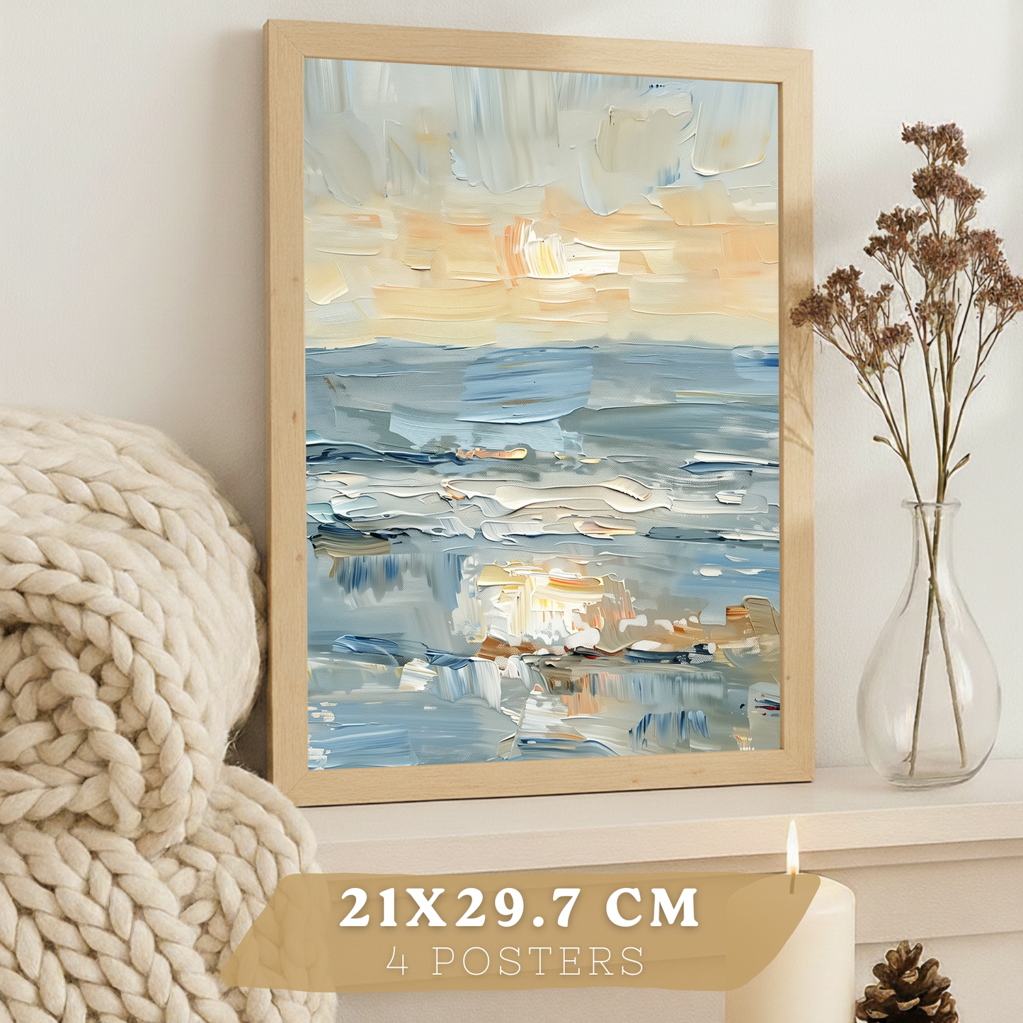 Nacnic Juego De 3 Cuadros De Playa, Mar, Golondrina, Atardecer. Decoracion De Pared De Arte. Dia De Mar. Laminas Decorativas Pared Baño, Cocina,Salón Y Dormitorio