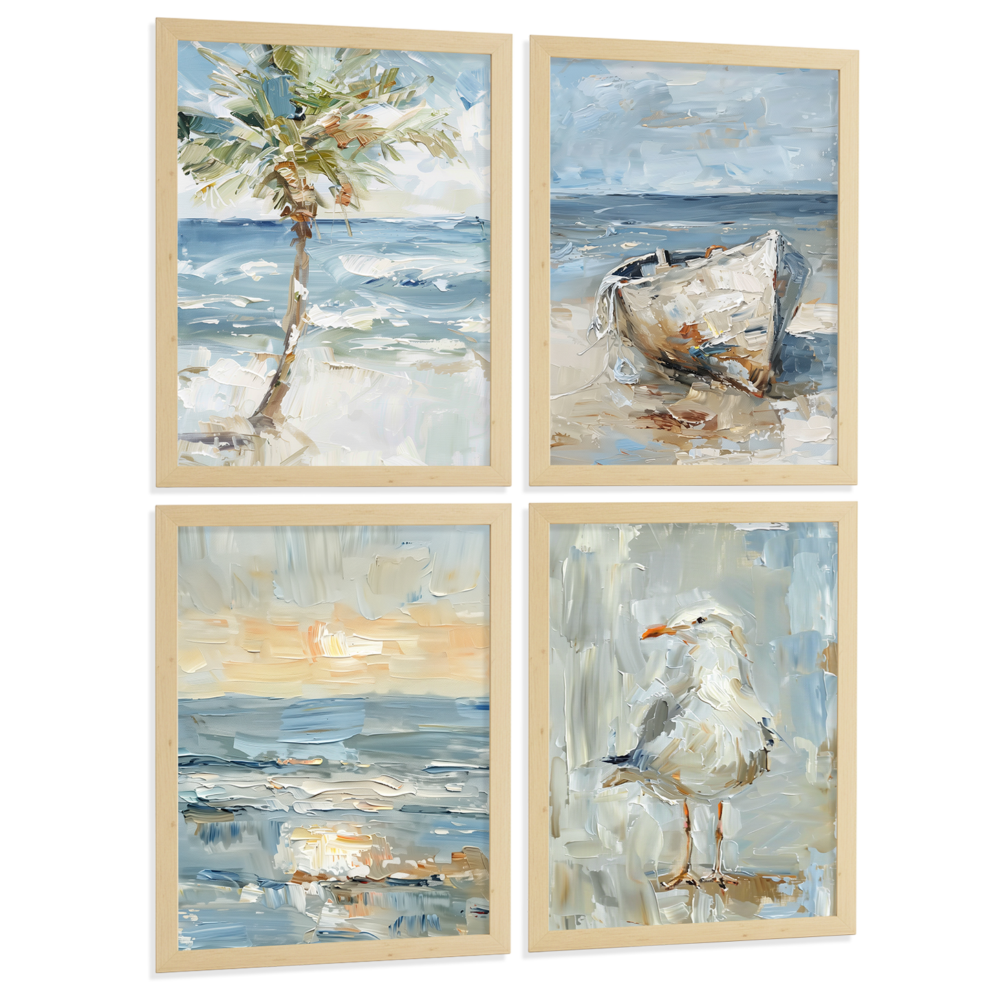 Nacnic Juego De 3 Cuadros De Playa, Mar, Golondrina, Atardecer. Decoracion De Pared De Arte. Dia De Mar. Laminas Decorativas Pared Baño, Cocina,Salón Y Dormitorio