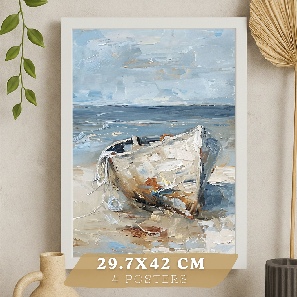 Nacnic Juego De 3 Cuadros De Playa, Mar, Golondrina, Atardecer. Decoracion De Pared De Arte. Dia De Mar. Laminas Decorativas Pared Baño, Cocina,Salón Y Dormitorio