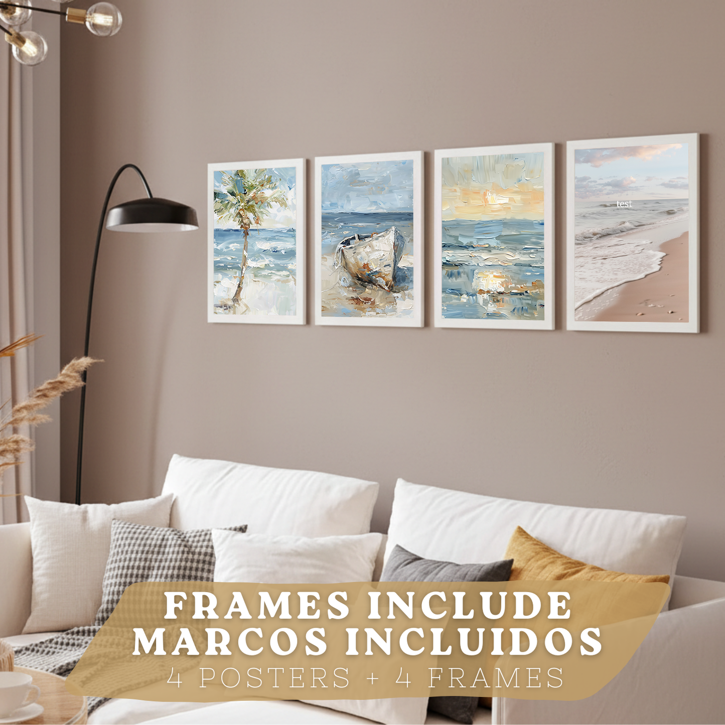 Nacnic Juego De 3 Cuadros De Playa, Mar, Golondrina, Atardecer. Decoracion De Pared De Arte. Dia De Mar. Laminas Decorativas Pared Baño, Cocina,Salón Y Dormitorio