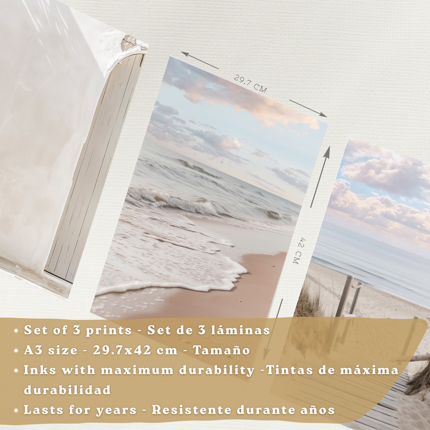 Nacnic Set De 3 Laminas Decorativas De Playa Mar. Laminas Decorativas Pared. Poster De Pared De Modernos. Cuadros Hogar. Laminas Decorativas Pared Para Salón Y Dormitorio