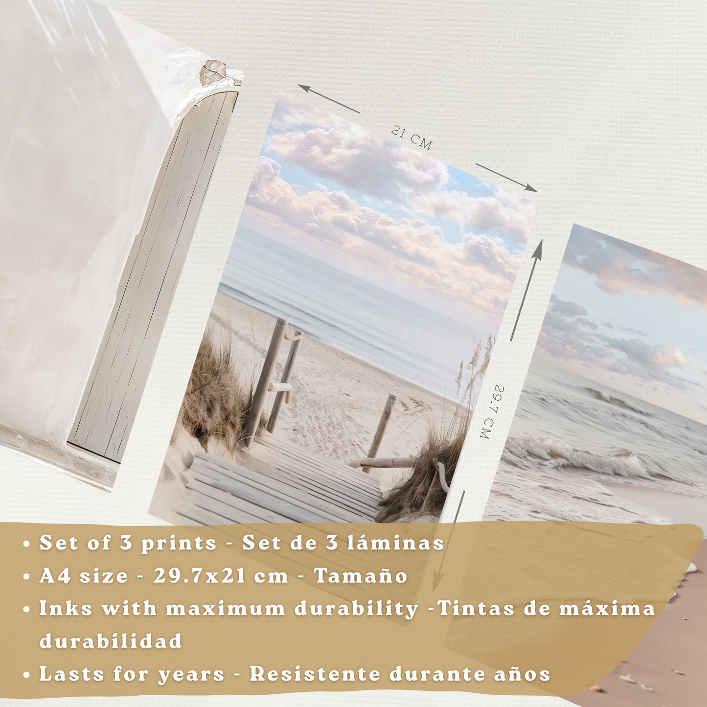 Nacnic Set De 3 Laminas Decorativas De Playa Mar. Laminas Decorativas Pared. Poster De Pared De Modernos. Cuadros Hogar. Laminas Decorativas Pared Para Salón Y Dormitorio