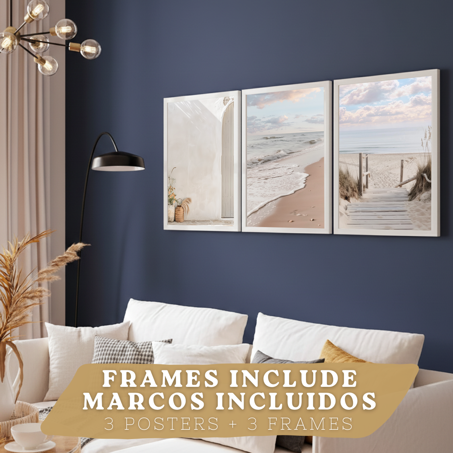 Nacnic Set De 3 Laminas Decorativas De Playa Mar. Laminas Decorativas Pared. Poster De Pared De Modernos. Cuadros Hogar. Laminas Decorativas Pared Para Salón Y Dormitorio