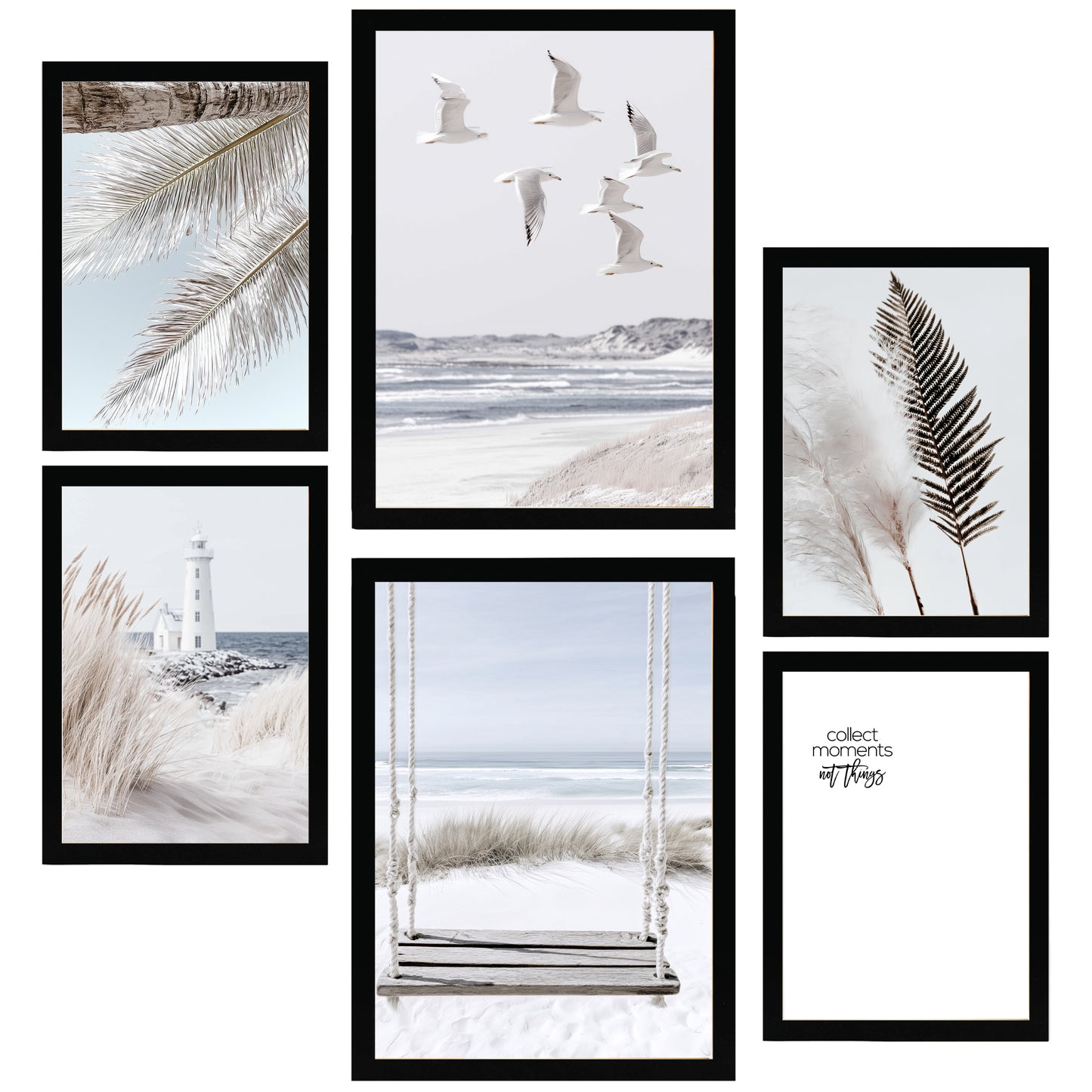 Nacnic 6 cuadros decorativos modernos de mar, playa, atardecer. Posters paisajes decorativos. Laminas Decorativas Pared. Cuadros Baño, hogar, salón y dormitorio.