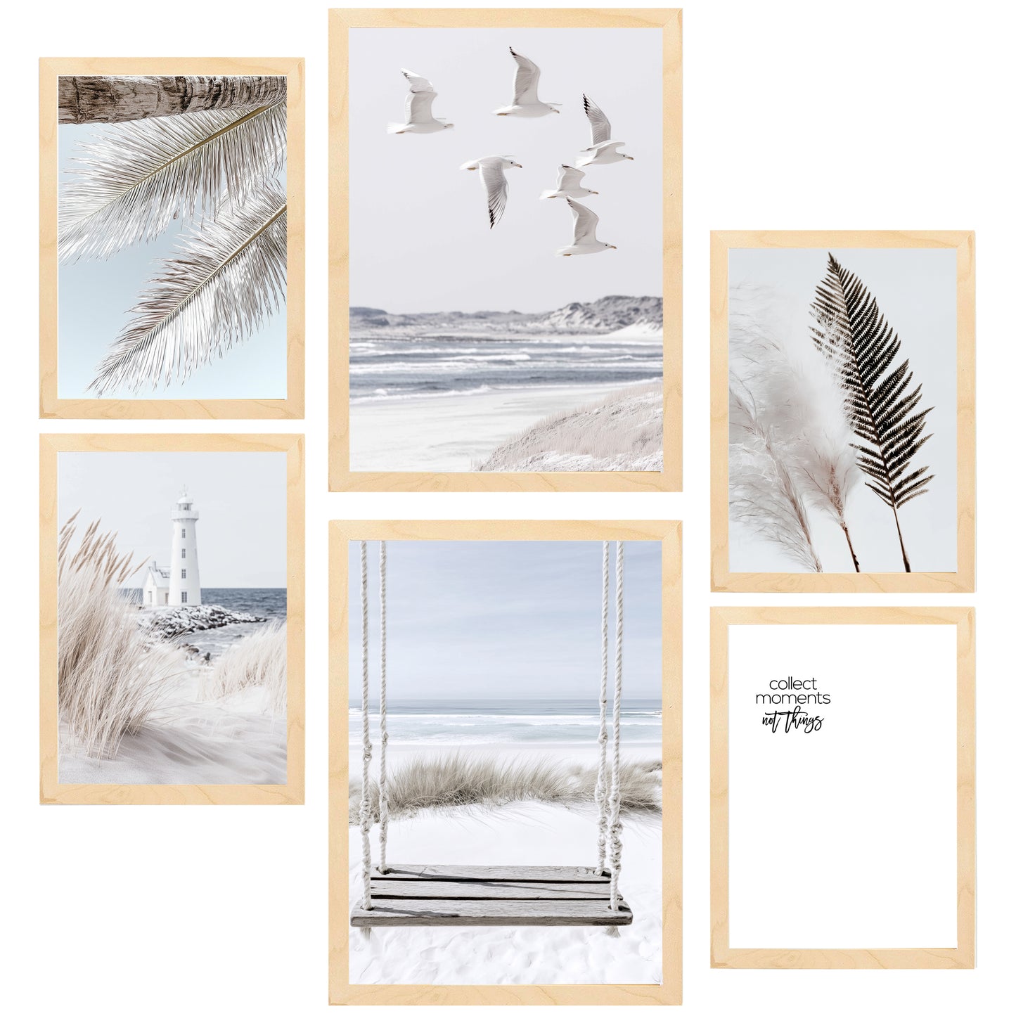 Nacnic 6 cuadros decorativos modernos de mar, playa, atardecer. Posters paisajes decorativos. Laminas Decorativas Pared. Cuadros Baño, hogar, salón y dormitorio.