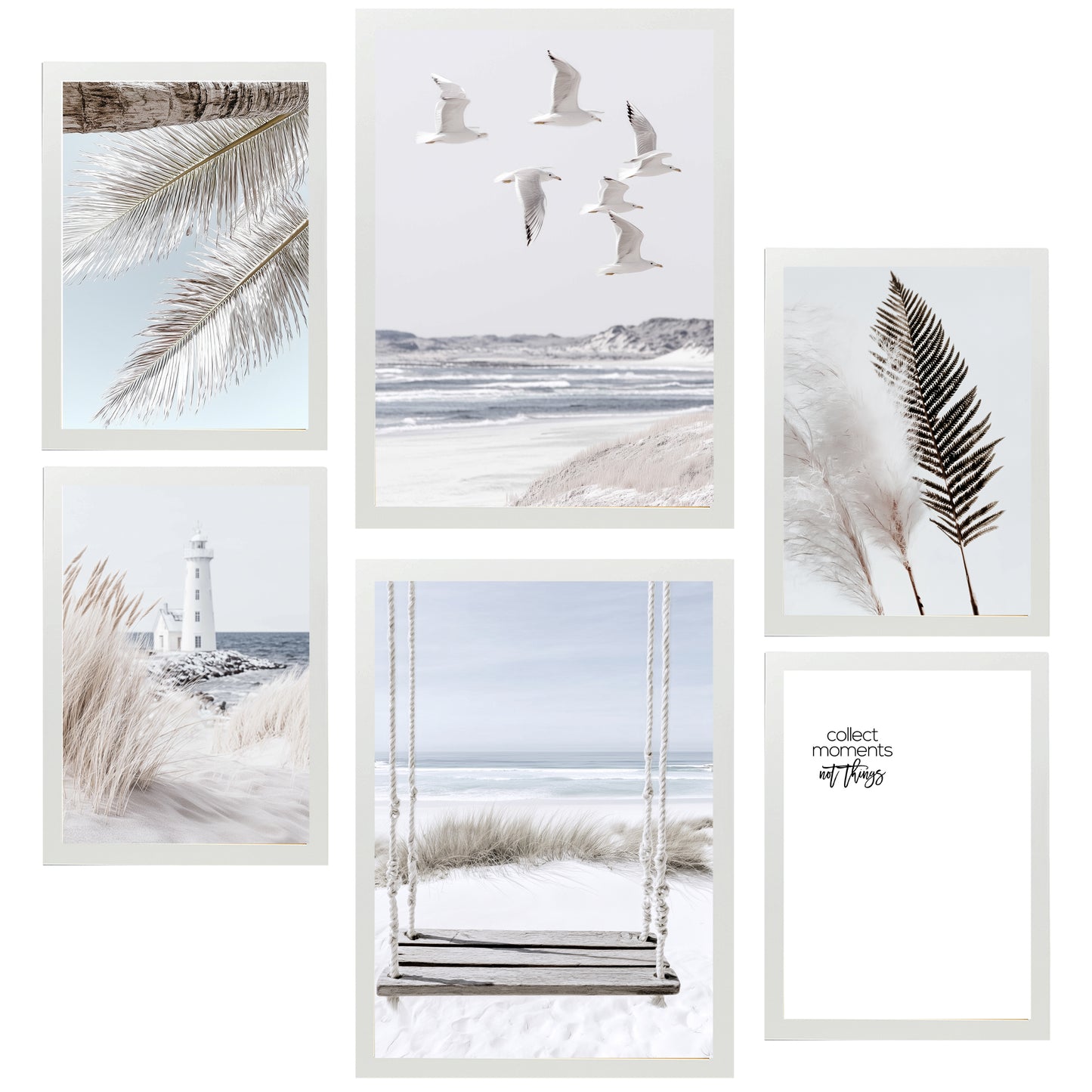 Nacnic 6 cuadros decorativos modernos de mar, playa, atardecer. Posters paisajes decorativos. Laminas Decorativas Pared. Cuadros Baño, hogar, salón y dormitorio.