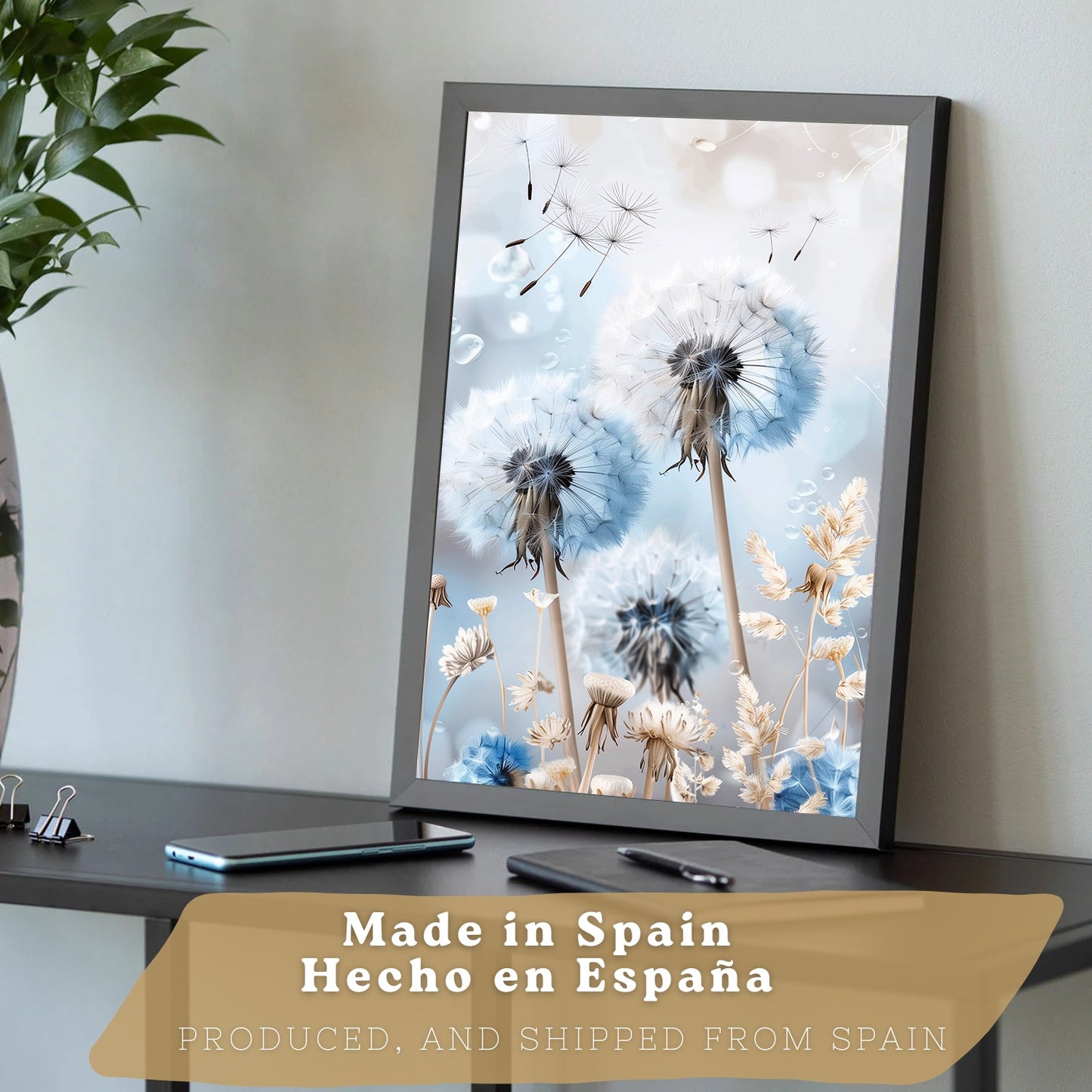 Set de 3 laminas decorativas Floral azul  Cuadros Salon modernos - Posters decorativos Azules Decoración Dormitorios.