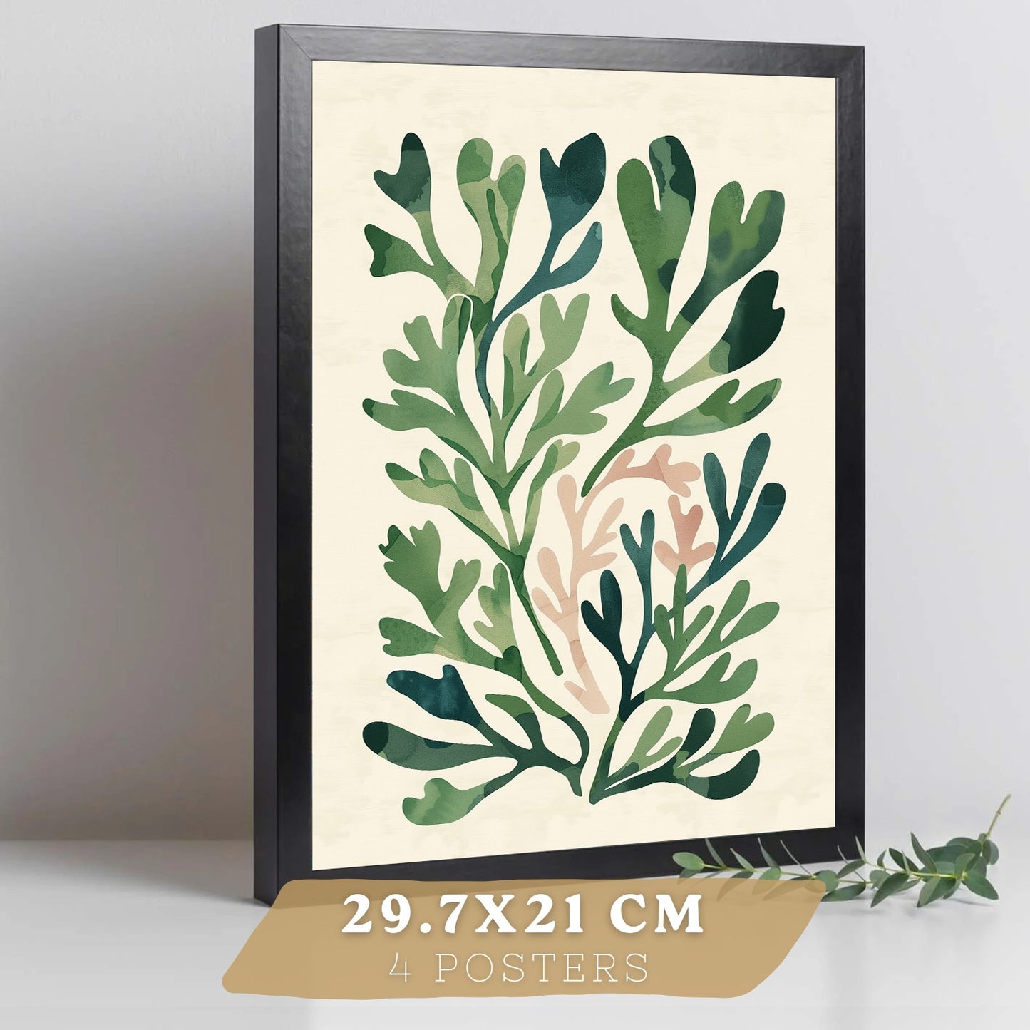 Set de 2 laminas decorativas Flores Matisse Cuadros Salon modernos - Posters decorativos Tono verde. Decoración Dormitorios.