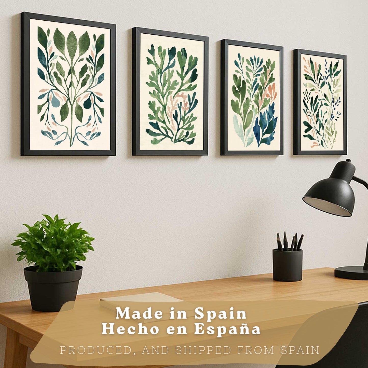 Set de 2 laminas decorativas Flores Matisse Cuadros Salon modernos - Posters decorativos Tono verde. Decoración Dormitorios.